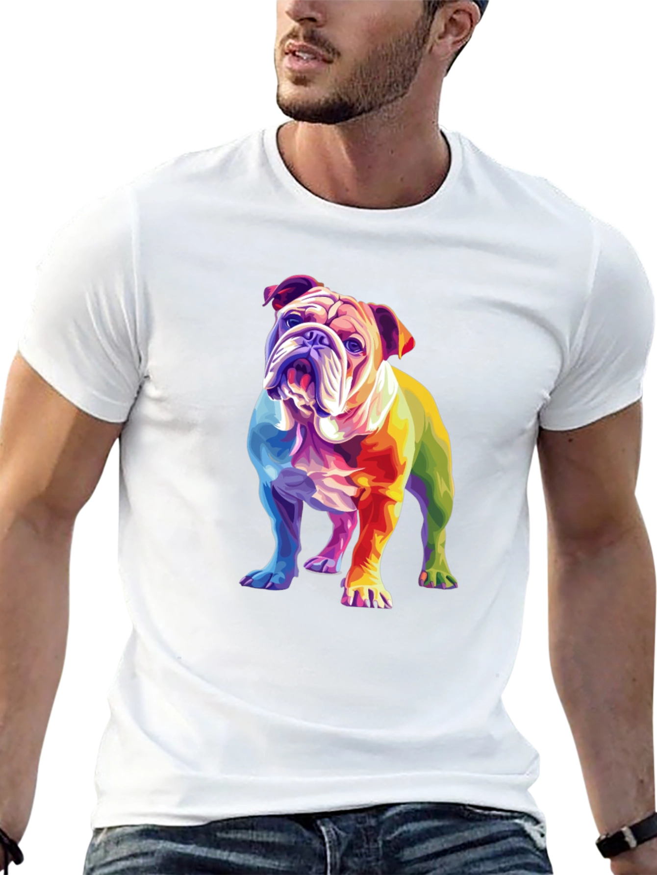 Black Rainbow Bulldog Graphic T-Shirt view 13