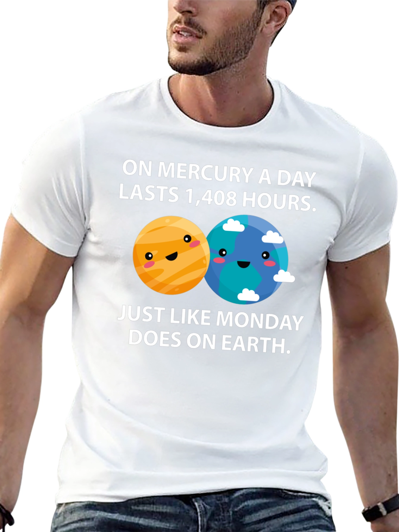 Black Funny Planets Mercury Monday T-Shirt view 13
