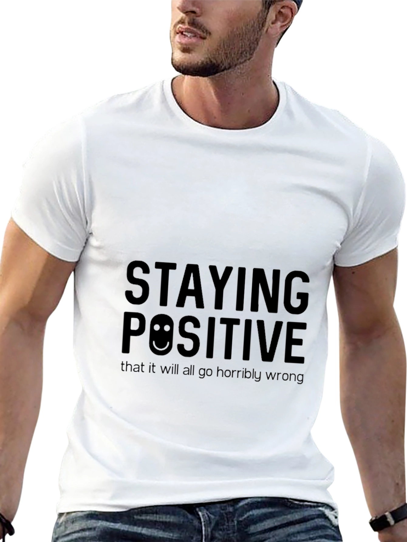 Black Staying Positive Graphic Black T-Shirt view 13