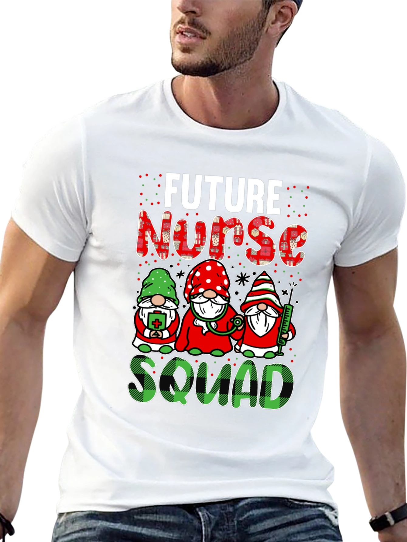 Black Future Nurse Squad T-Shirt Cute Gnomes Design view 13