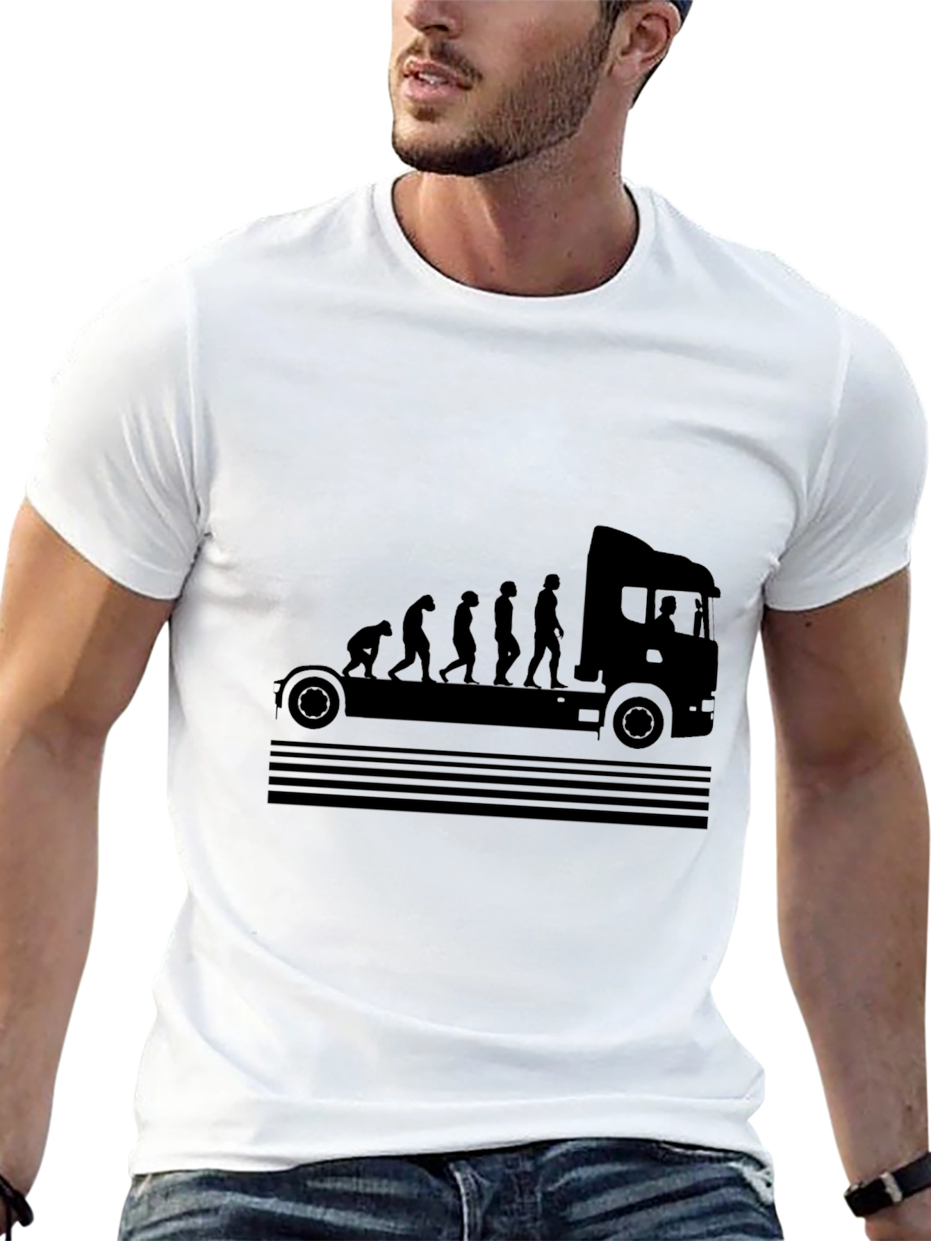 Black Truck Driver Evolution Black T-Shirt view 13