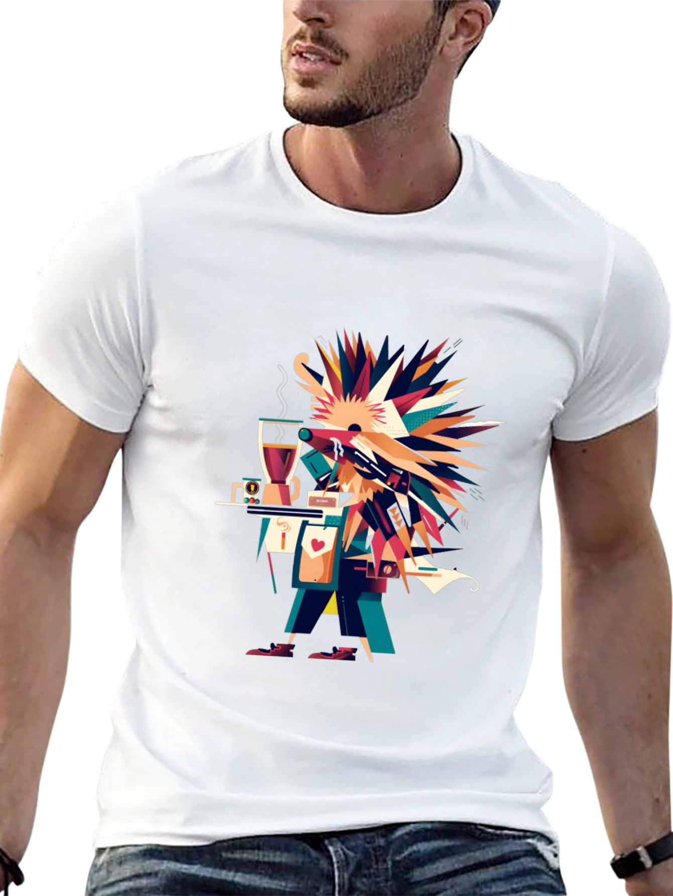 Black Abstract Graphic Print Black Casual Tee view 13