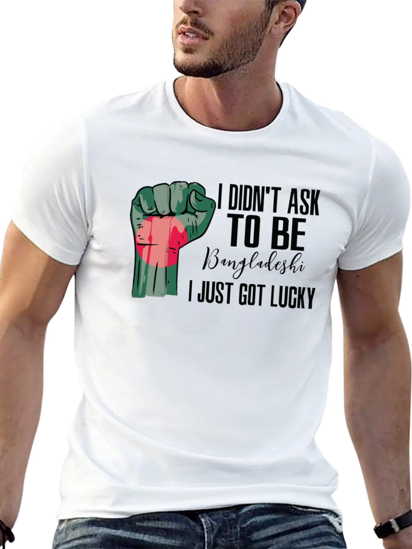 Black Lucky Bangladeshi Pride Fist T-Shirt view 13