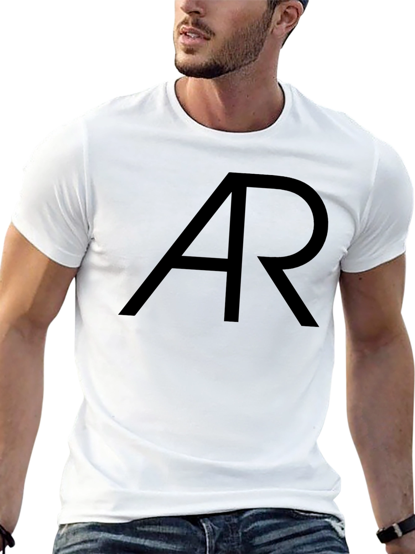 Black AR Initial Black Graphic Tee - Modern Style view 13