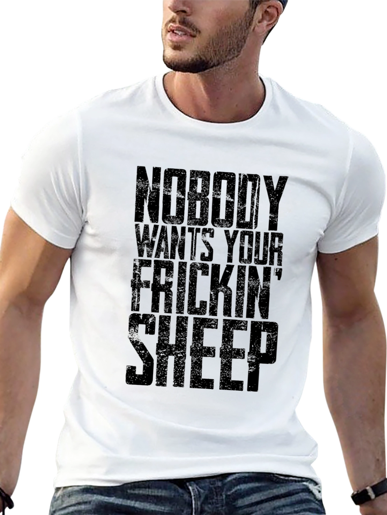 Black Nobody Wants Your Frickin' Sheep T-Shirt view 13