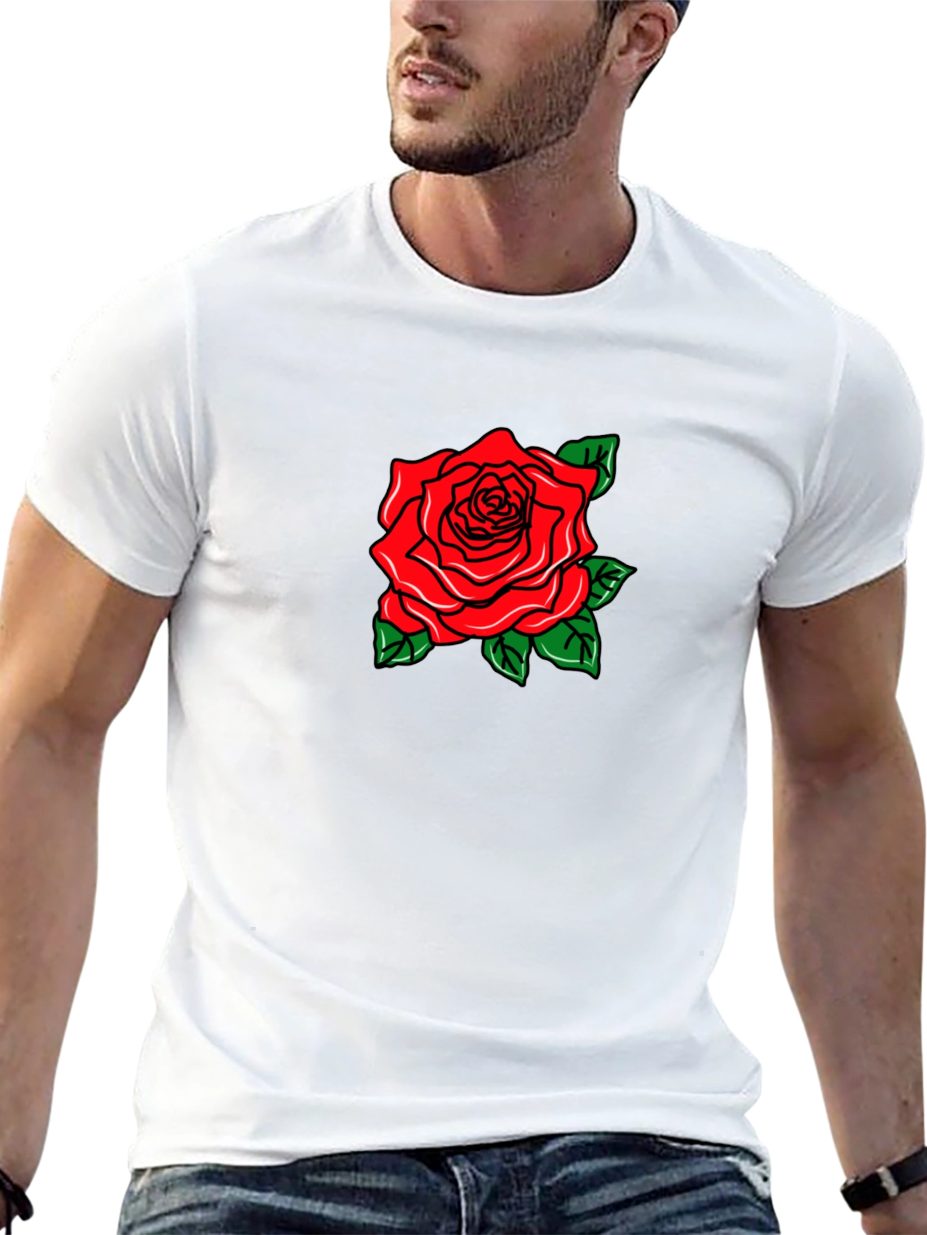 Black Black T-Shirt with Rose Graphic view 13