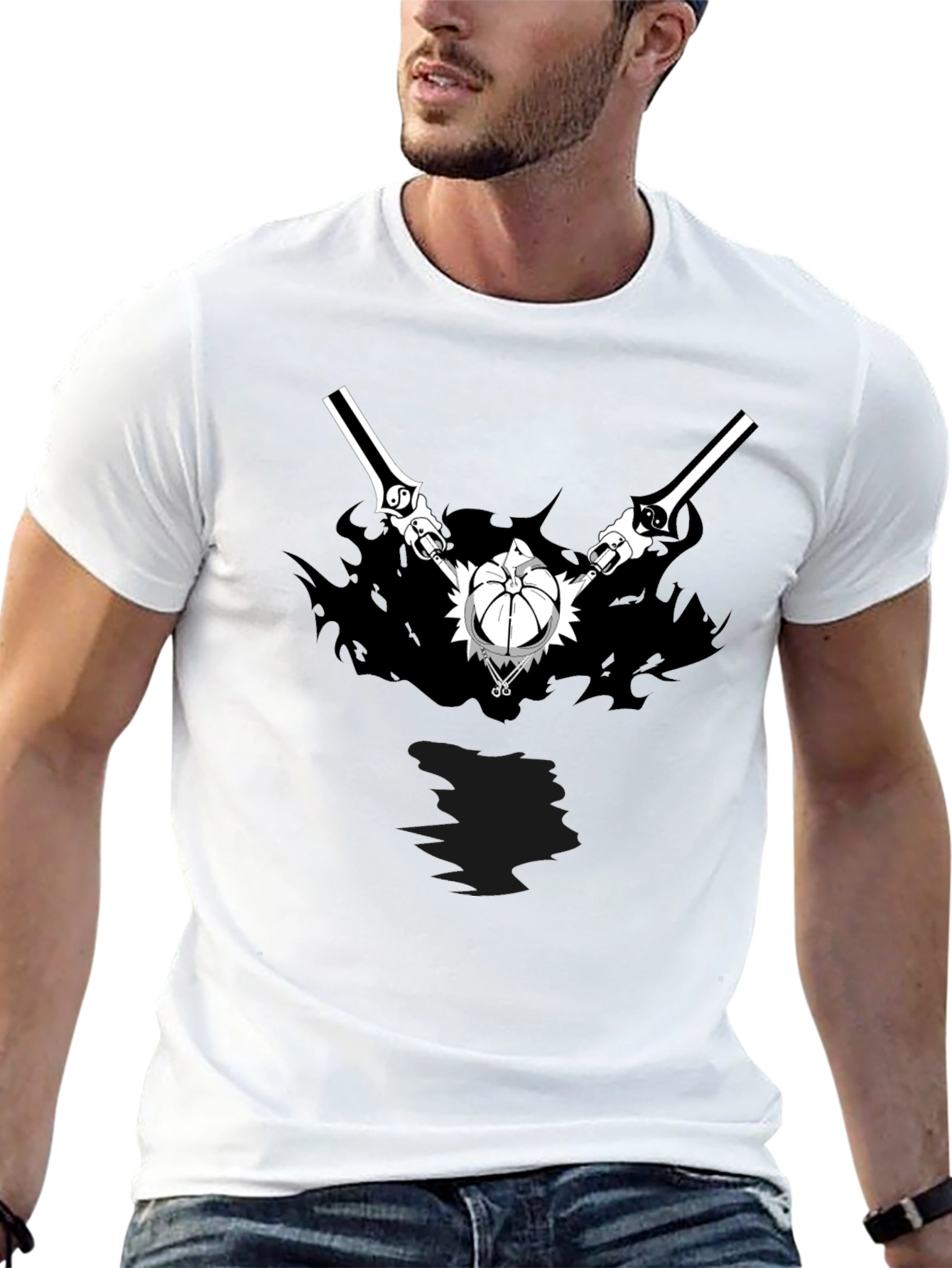 Black Anime Graphic Print Black T-Shirt view 13