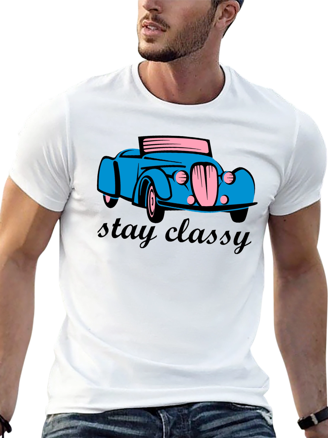 Black Stay Classy Car T-Shirt - Classic Retro Design view 13