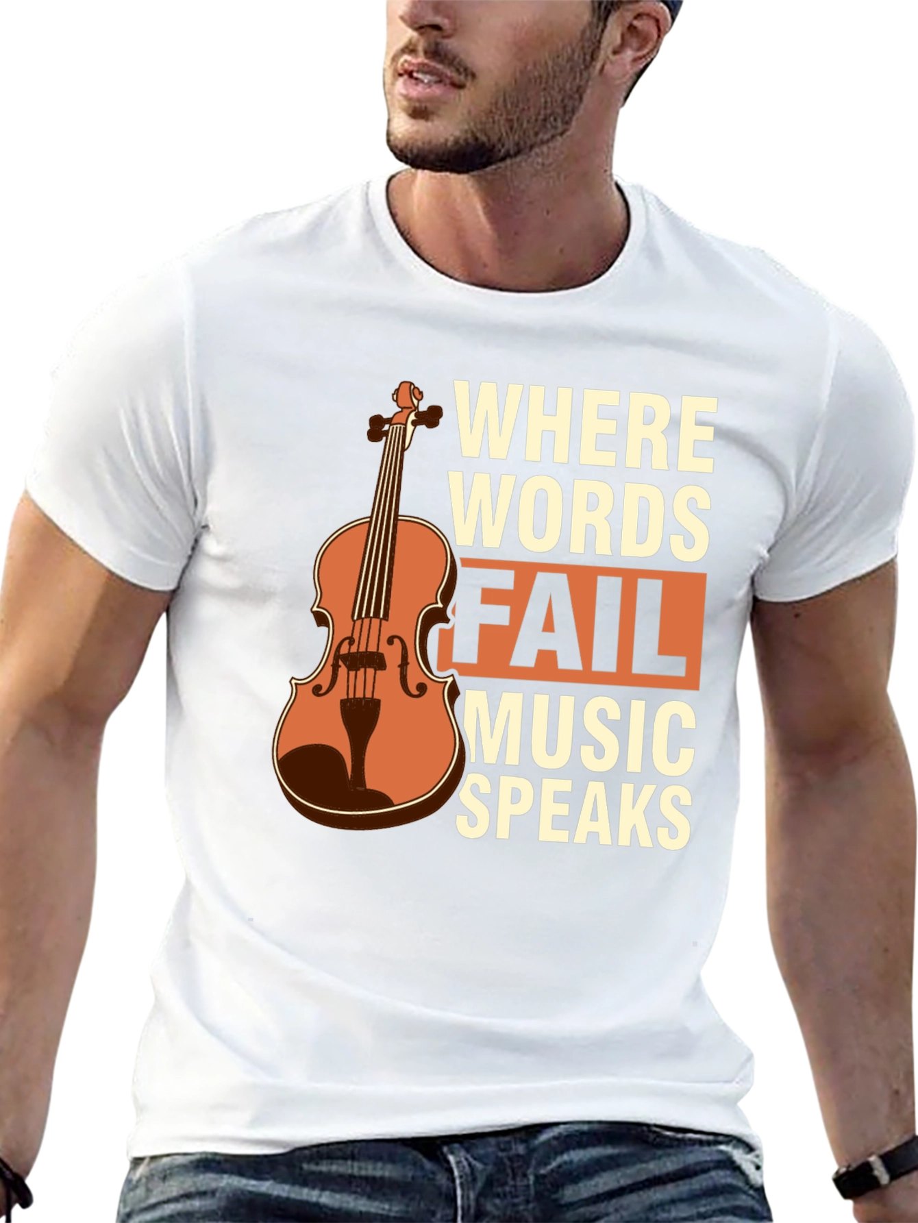Black Music Speaks T-Shirt - Violin Design view 13