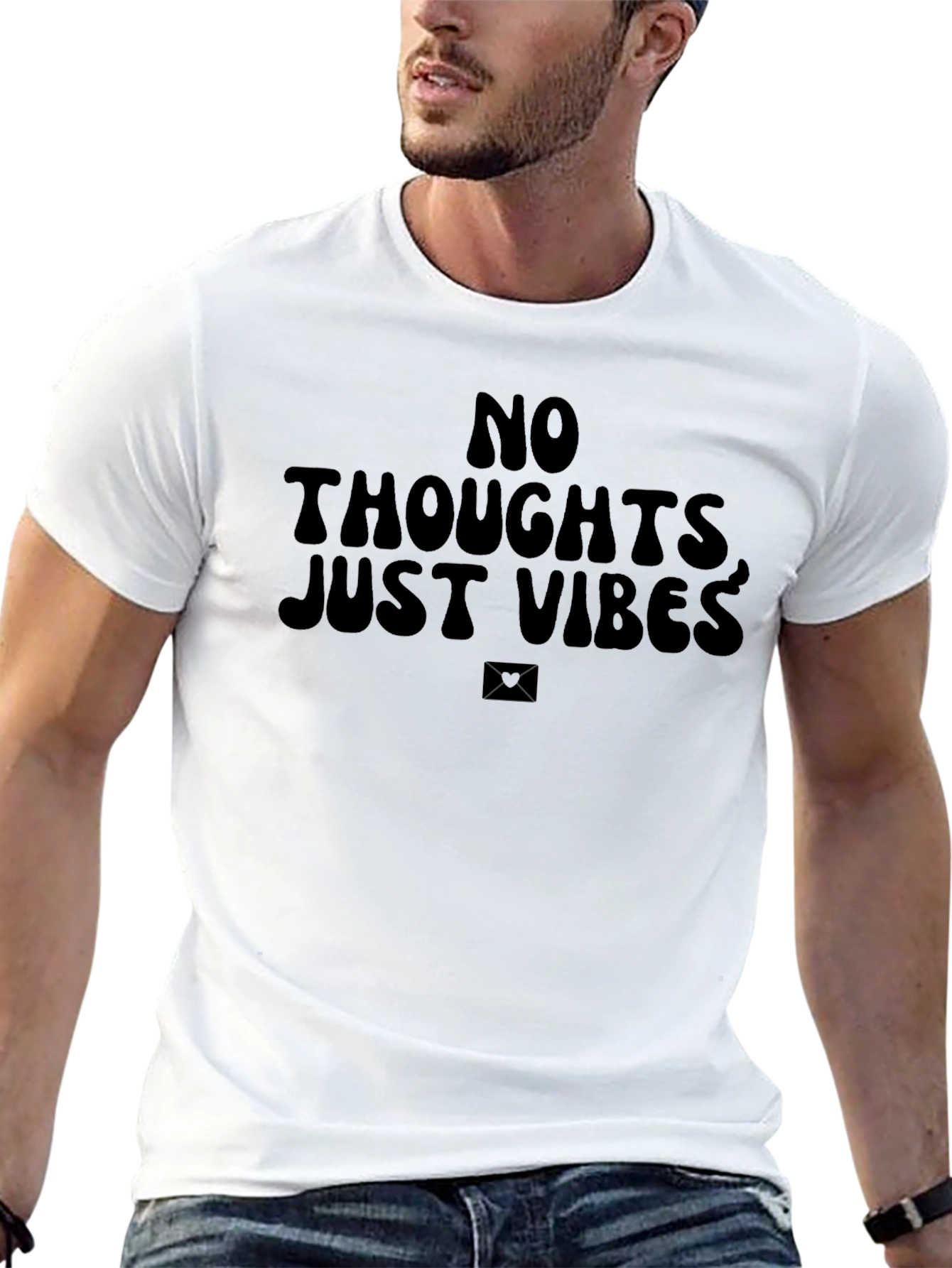 Black No Thoughts Just Vibes Graphic Tee - Black view 13