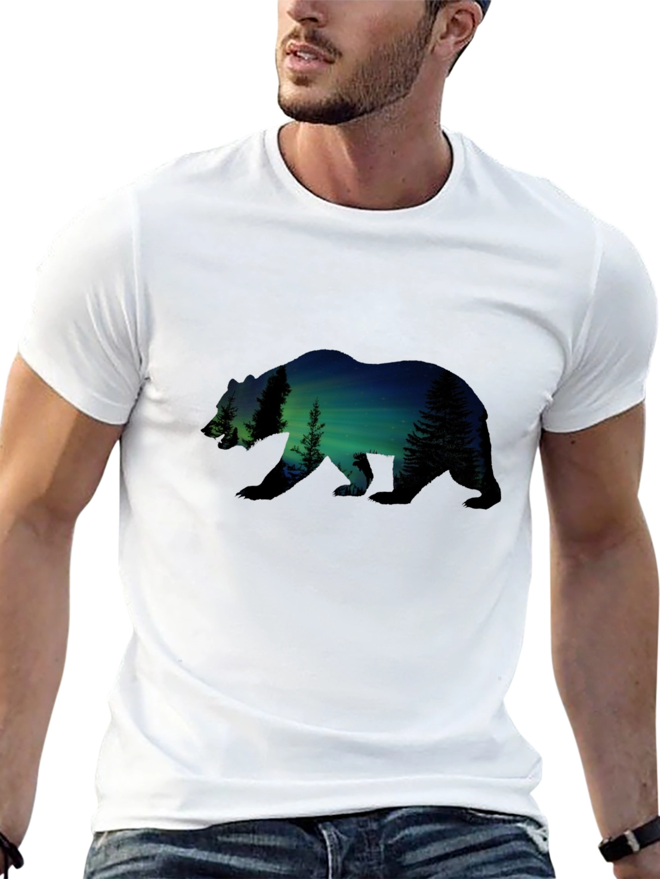 Black Nature Bear Graphic Tee - Black Cotton Comfort view 13