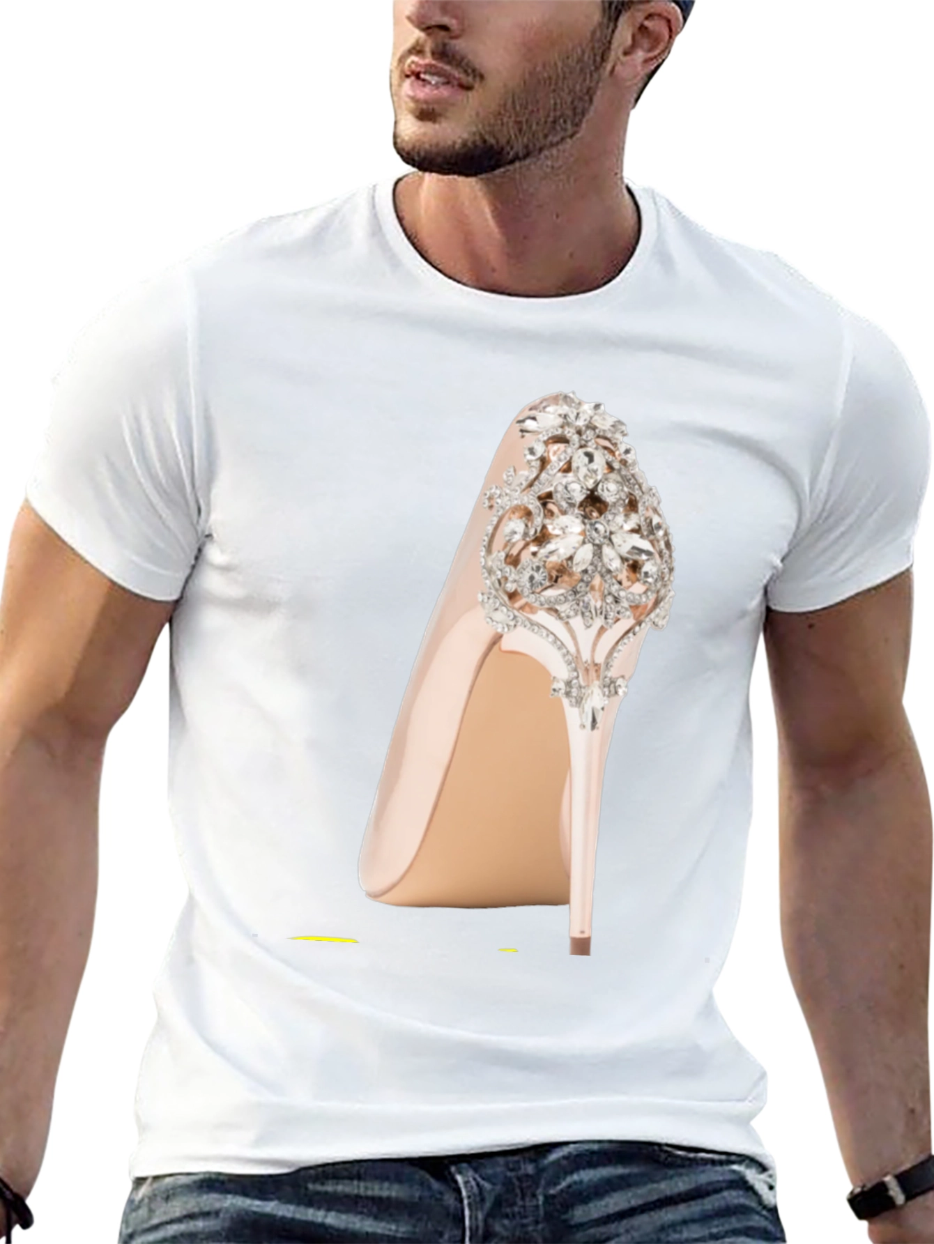 Black Rhinestone High Heel Graphic Tee view 13
