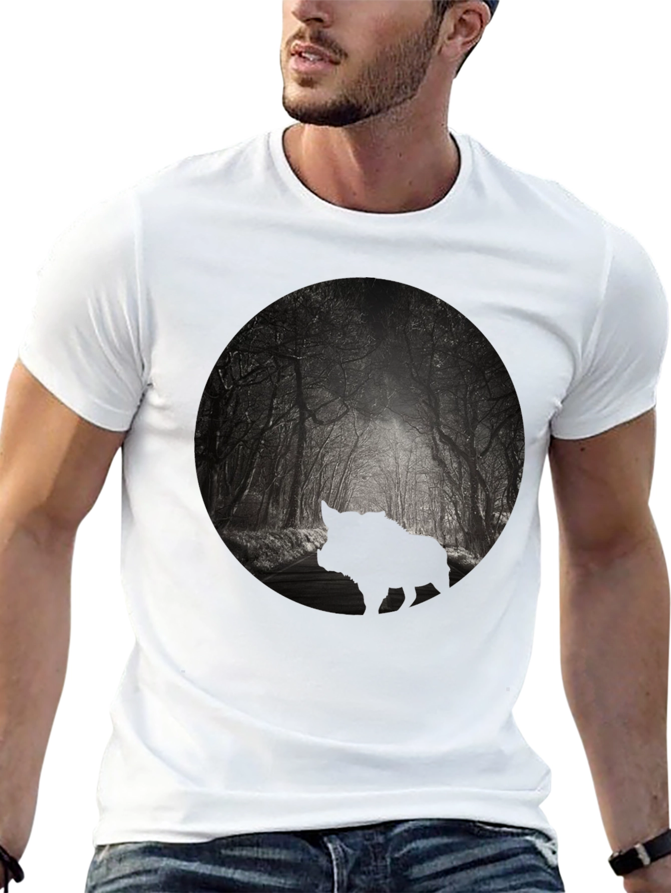 Black Men's Black Forest Silhouette Graphic Tee view 13