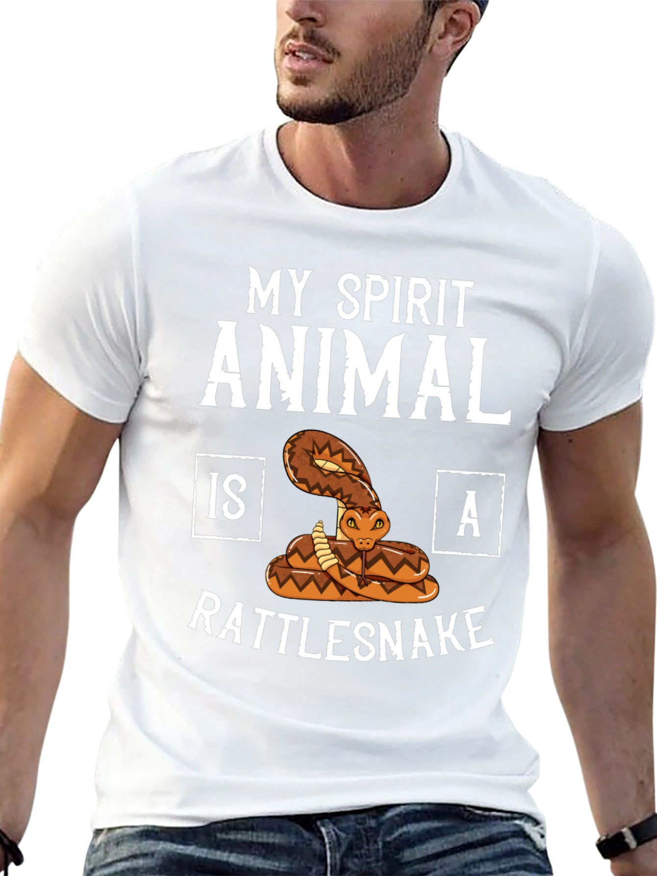 Black Rattlesnake Spirit Animal Graphic T-Shirt view 13
