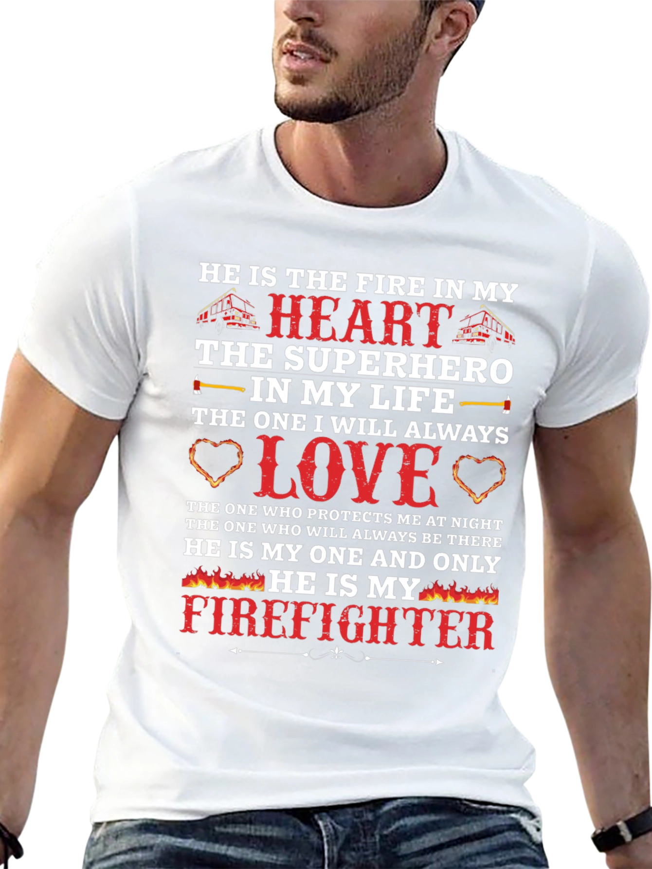 Firefighter Love T-Shirt - Hero's Heart - 13