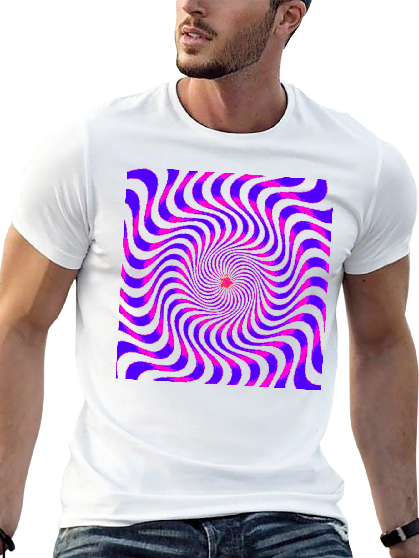 Black Optical Illusion Spiral Graphic Tee - Black view 13