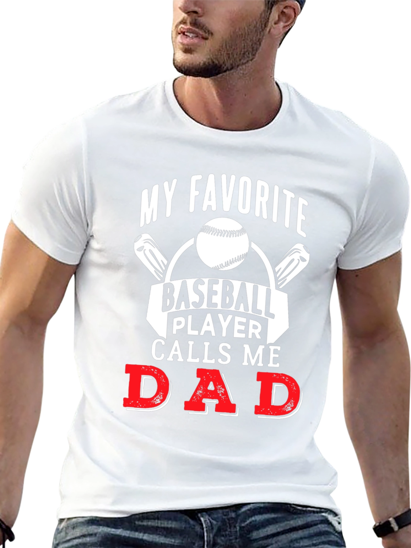 Black My Favorite Baseball Player Calls Me Dad T-Shirt view 13