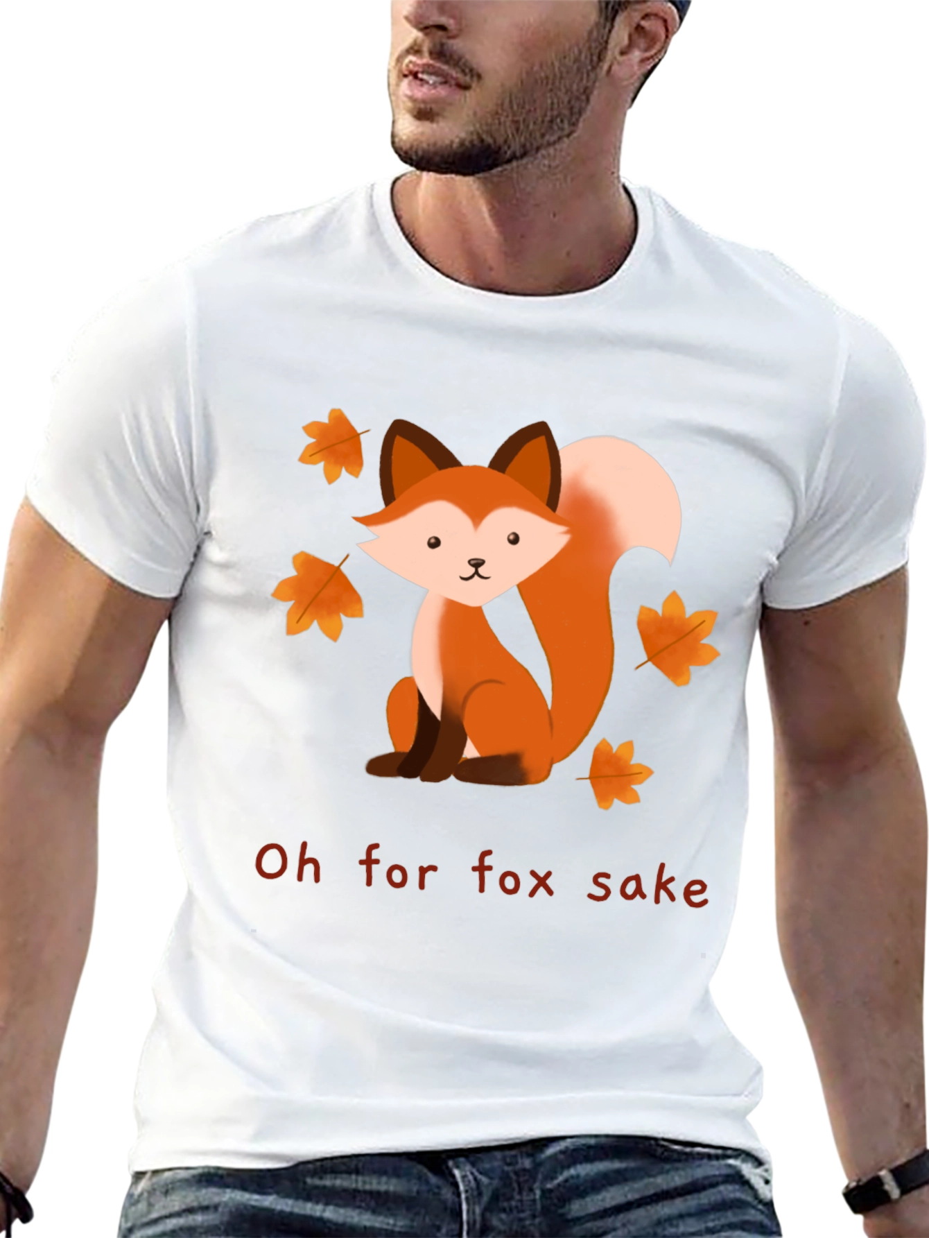 Black Oh For Fox Sake T-Shirt - Cute Cartoon Fox Graphic Tee view 13