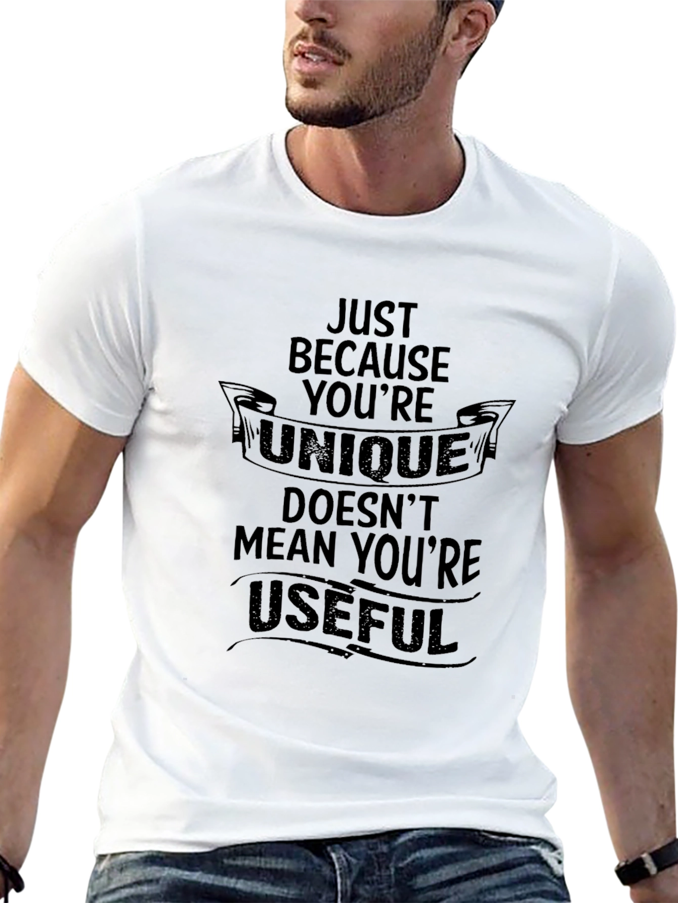 Black Unique Doesn't Mean Useful Men's T-Shirt view 13