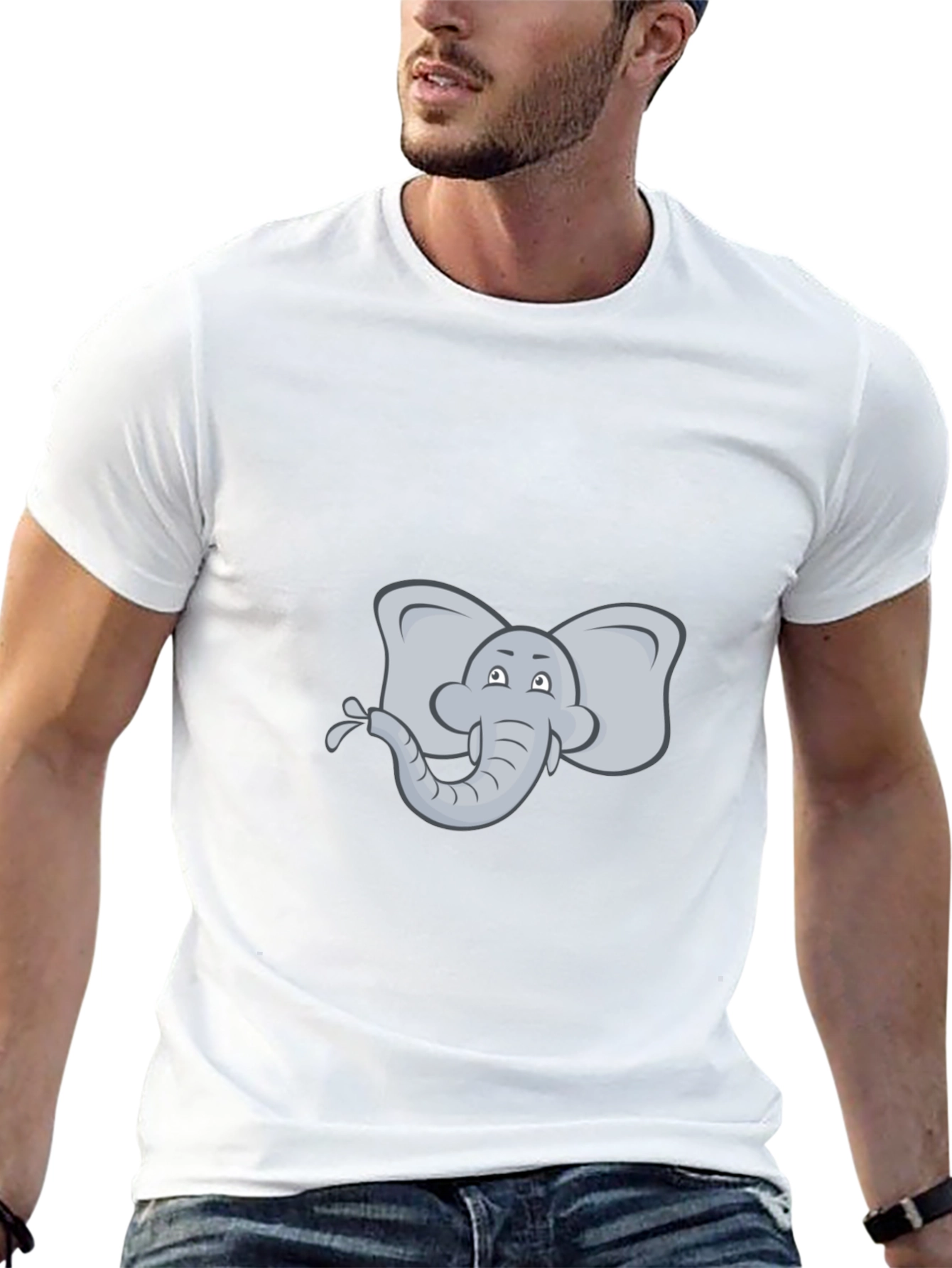 Black Elephant Cartoon Black T-Shirt view 13
