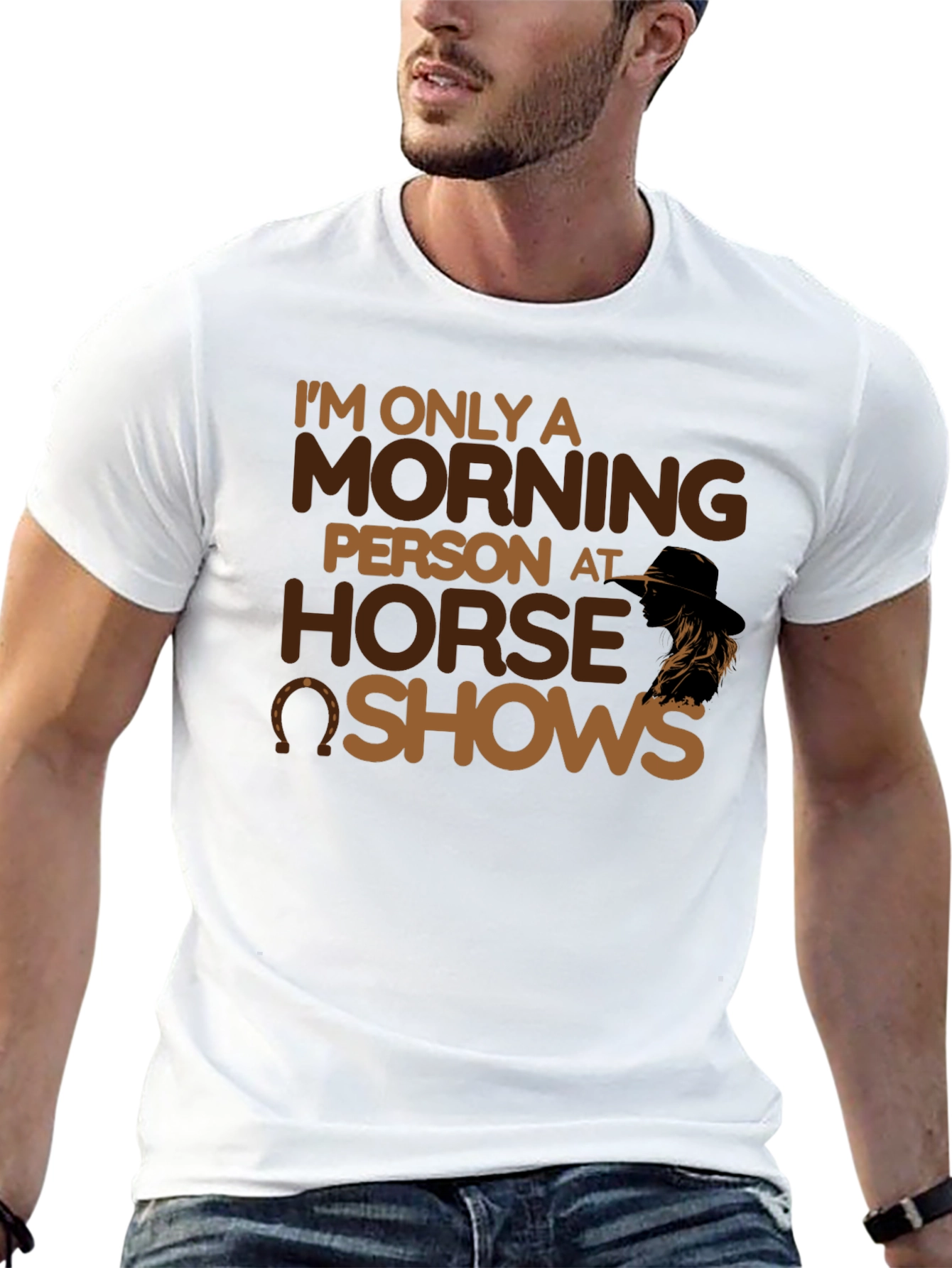 Black Funny Horse Show Morning Person T-Shirt view 13