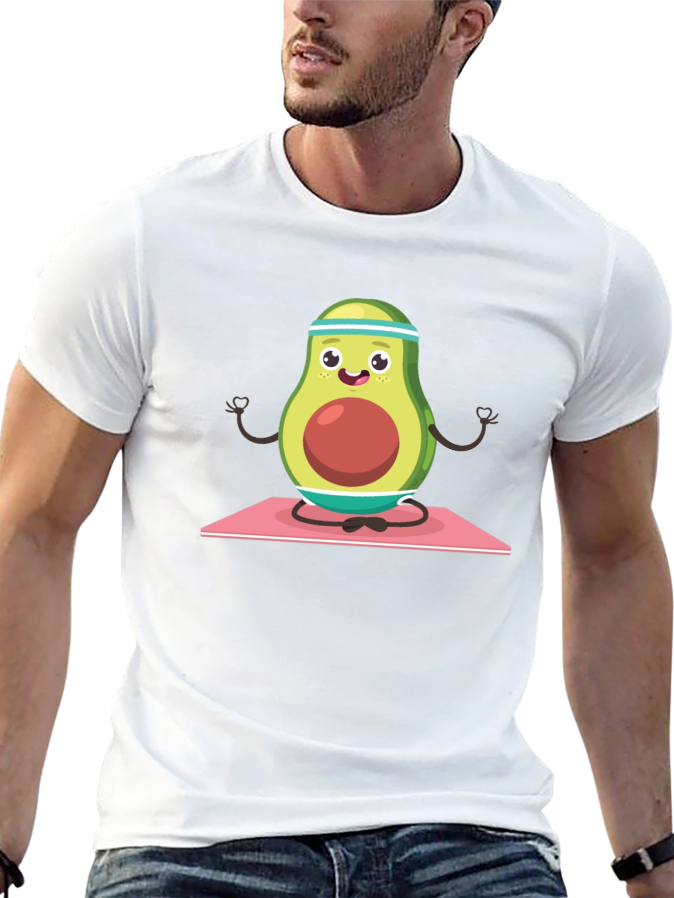 Black Yoga Avocado Men's T-Shirt - Meditating Fruit Tee view 13