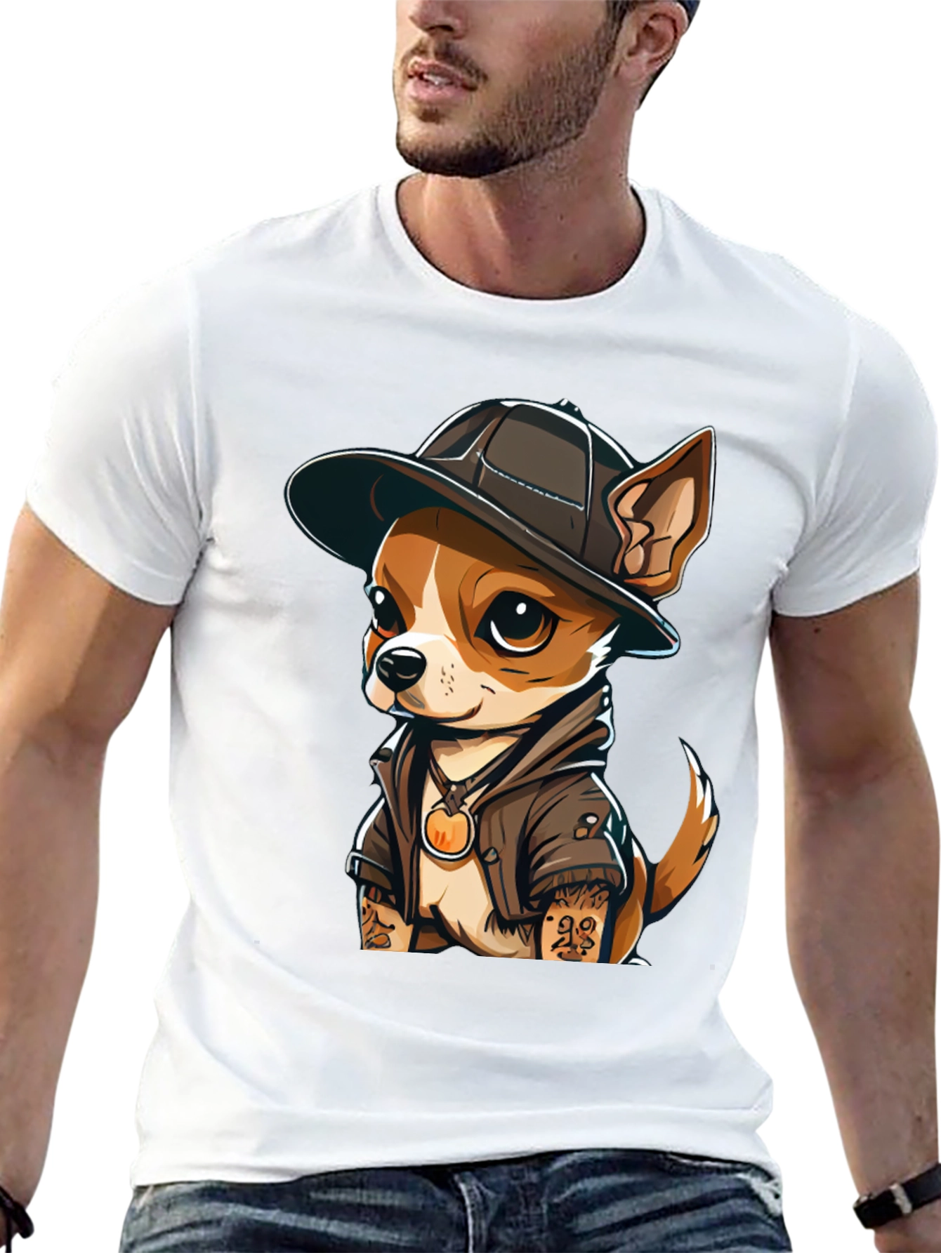 Black Cool Chihuahua Graphic T-Shirt view 13