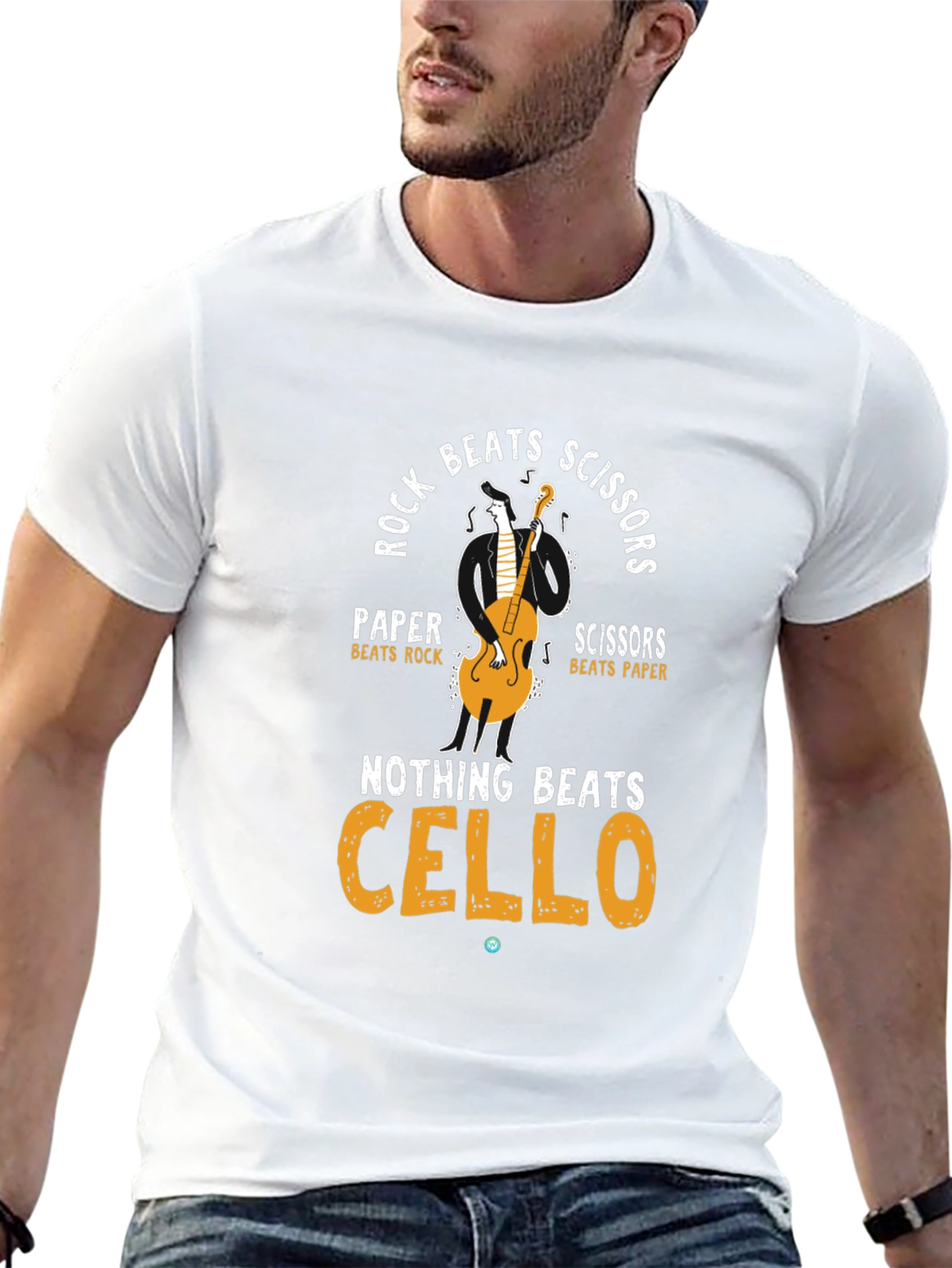 Black Rock Paper Scissors Cello T-Shirt view 13