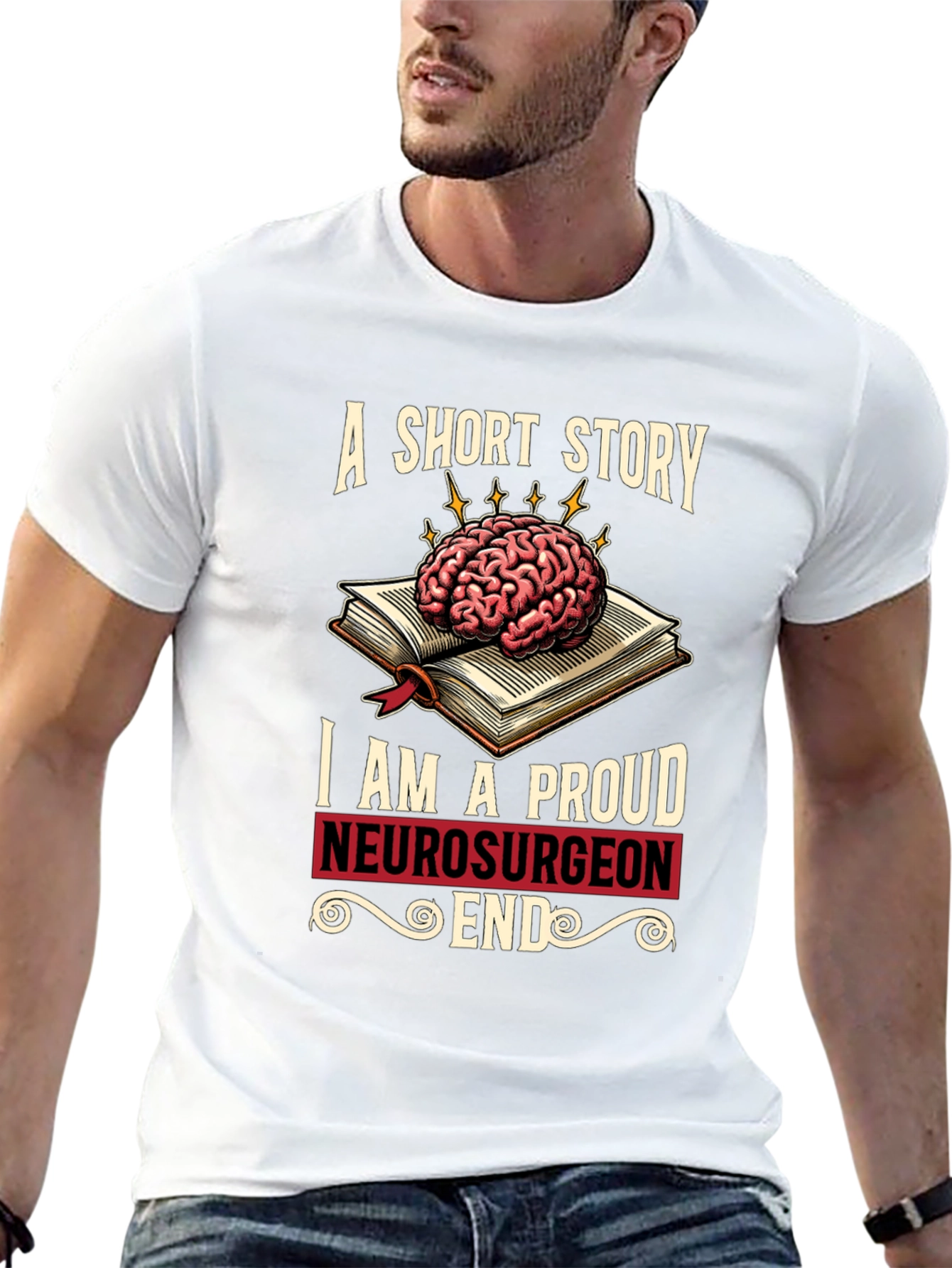 Black Proud Neurosurgeon Brain Book T-Shirt view 13
