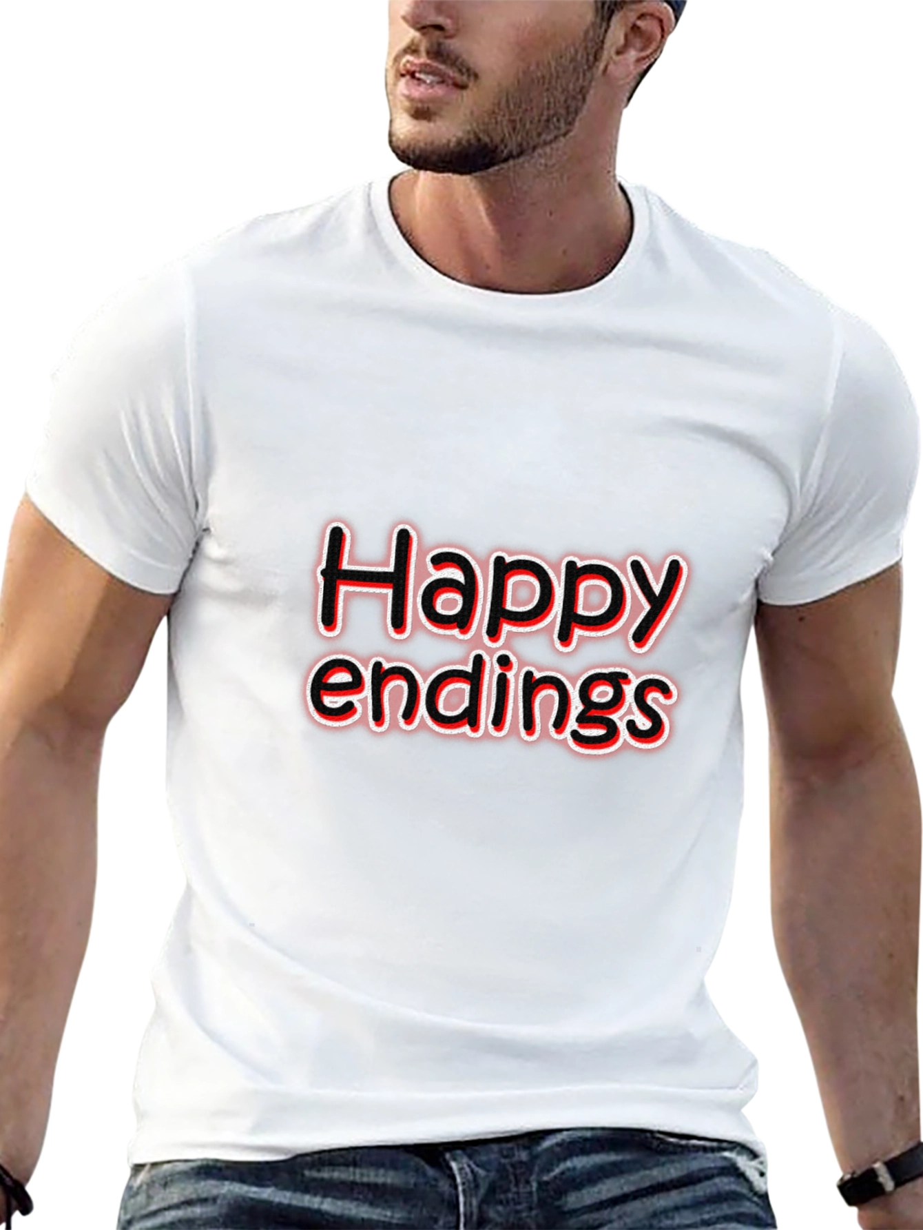 Black Happy Endings Graphic T-Shirt - Black view 13