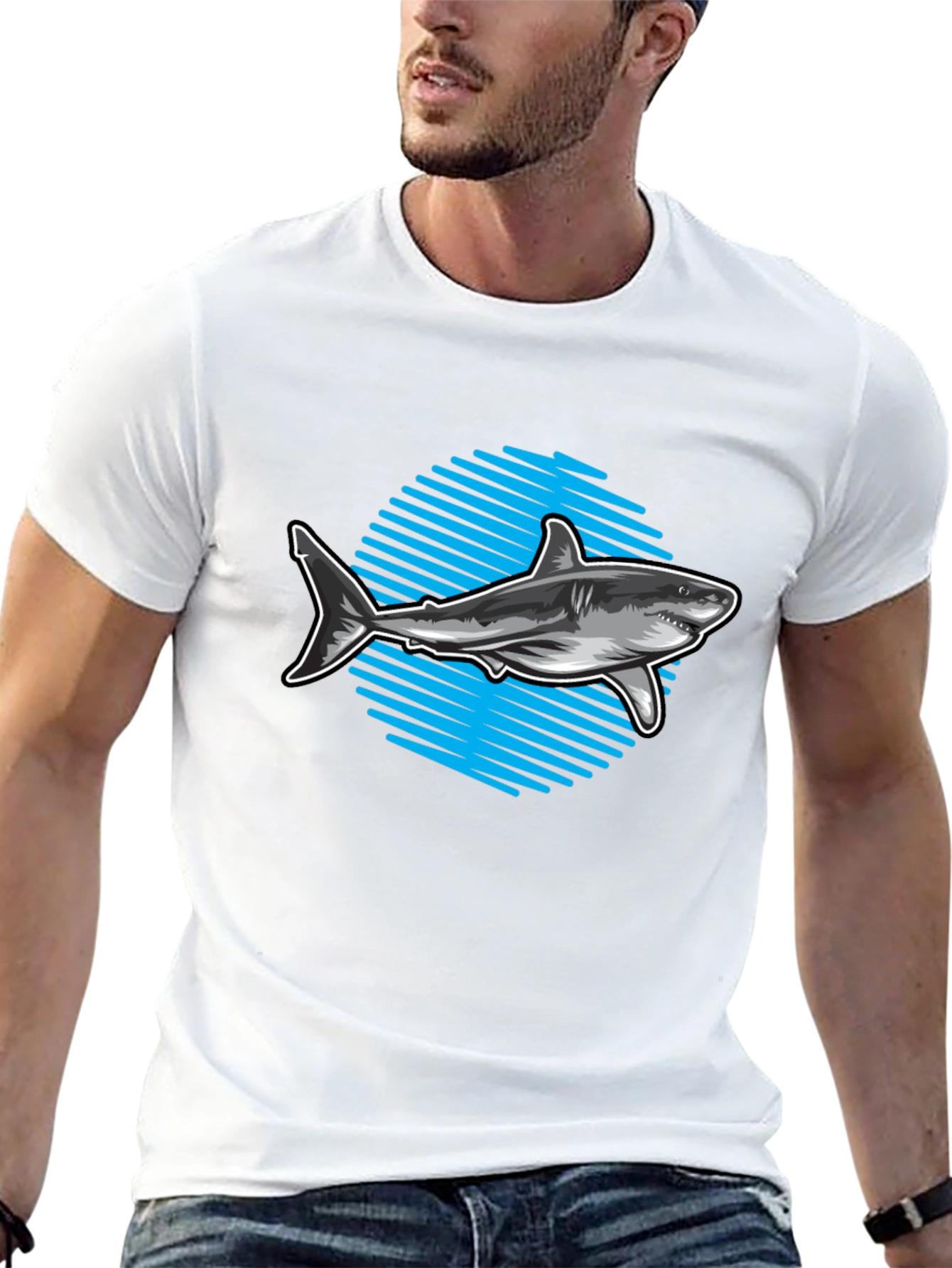 Black Shark Graphic Tee - Men's Black T-Shirt view 13