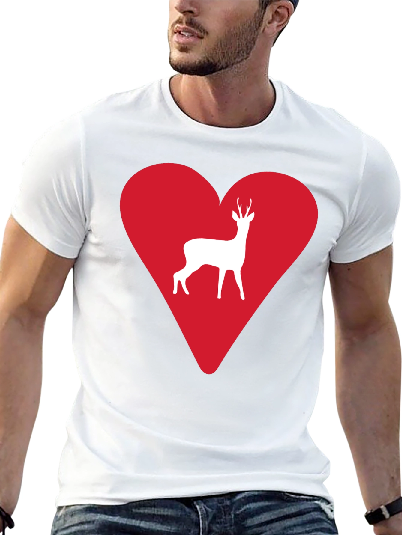 Black Deer Heart Graphic Tee - Men's Black T-Shirt view 13