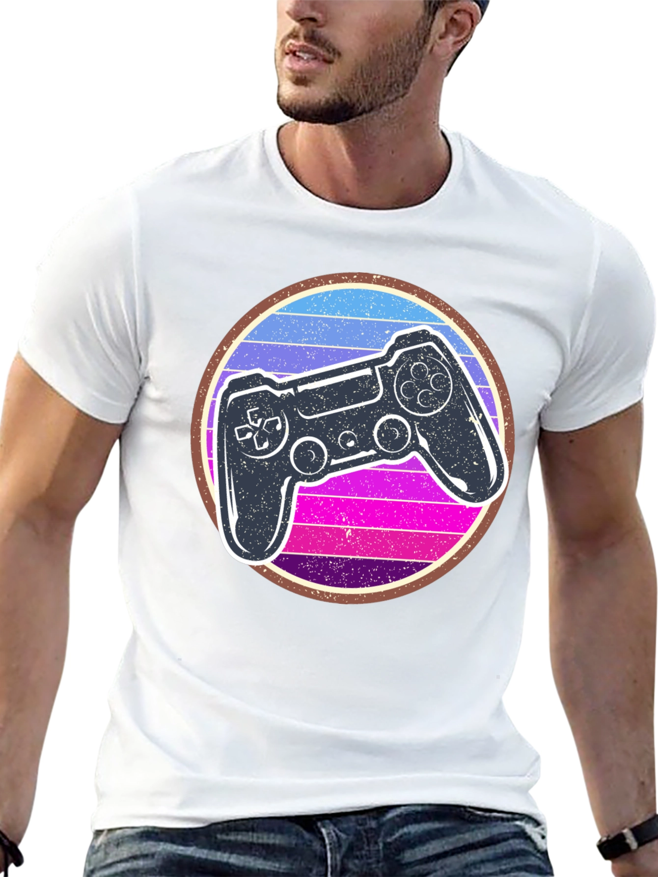 Black Retro Gaming Controller Graphic Tee view 13