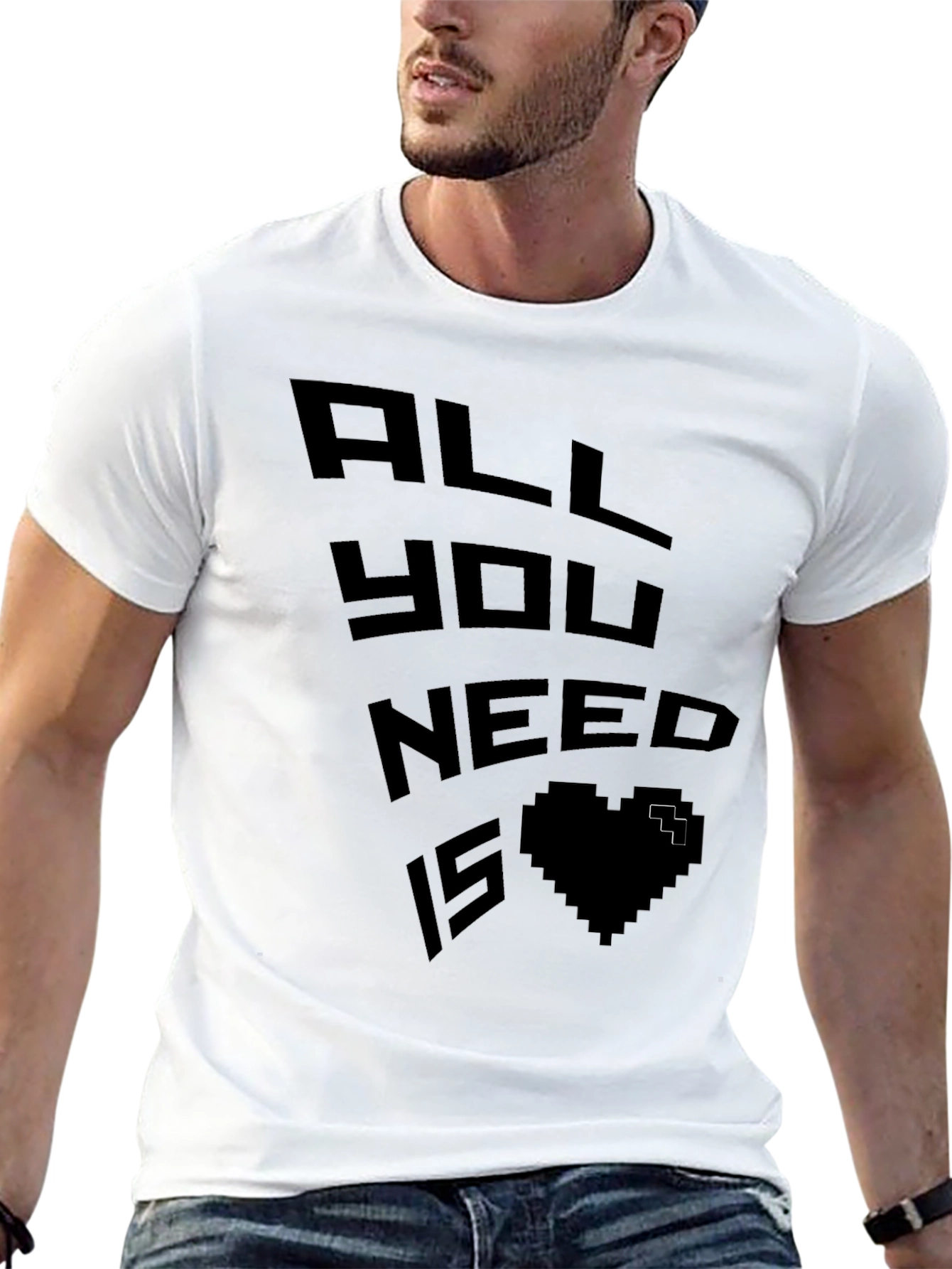 Black Pixel Heart Graphic Tee - Gamer Love Shirt view 13