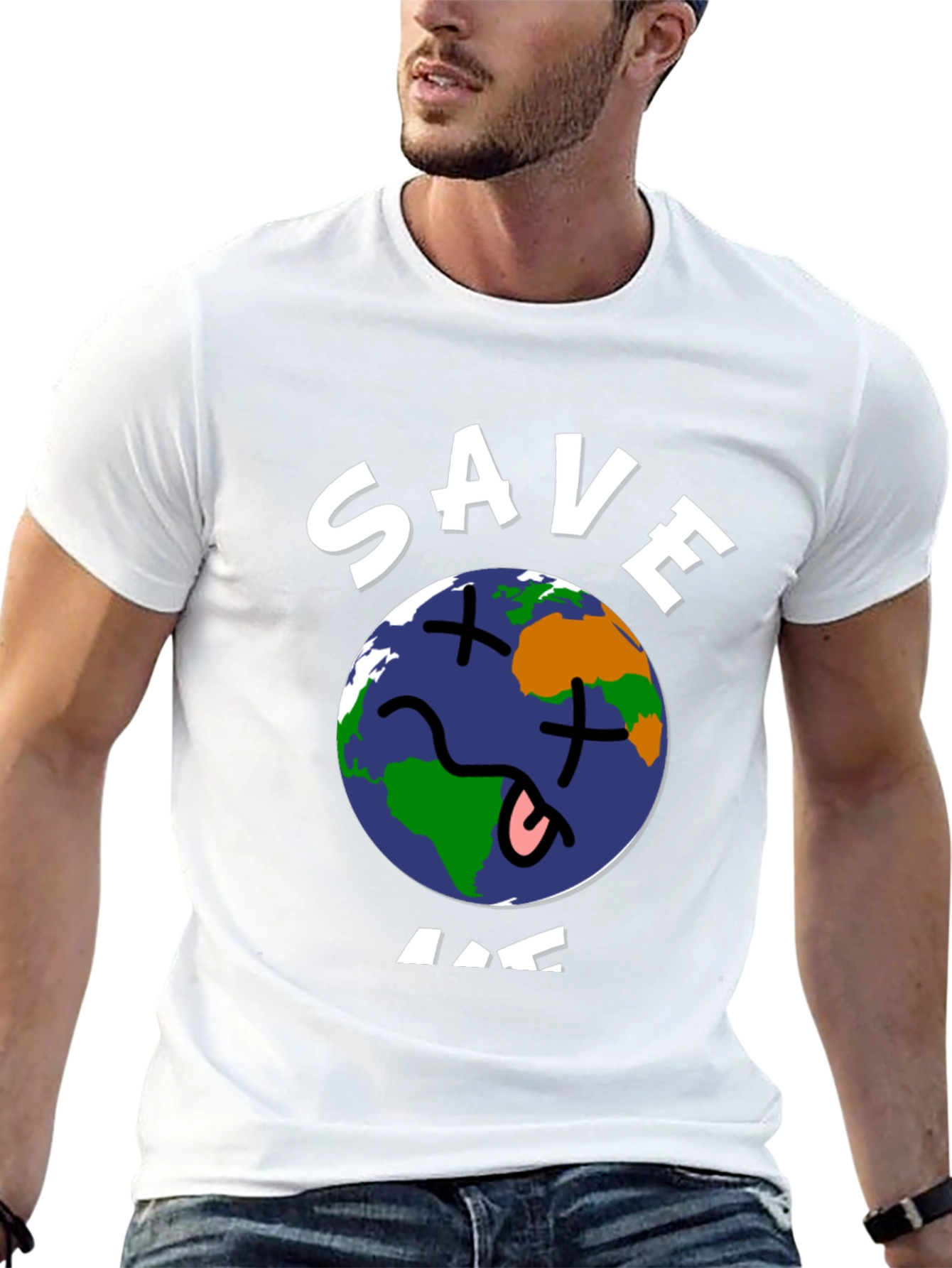 Black Save Me Earth Graphic T-Shirt -  Unisex Black Tee view 13