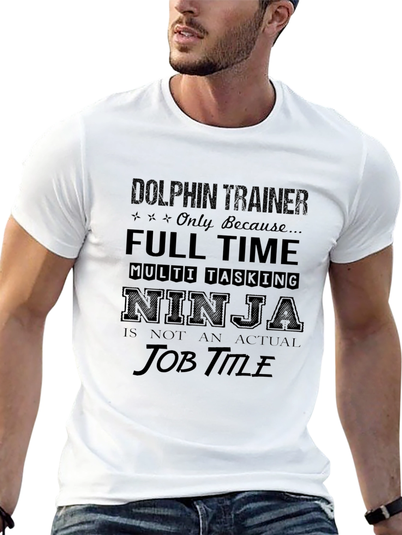 Black Dolphin Trainer Novelty T-Shirt view 13