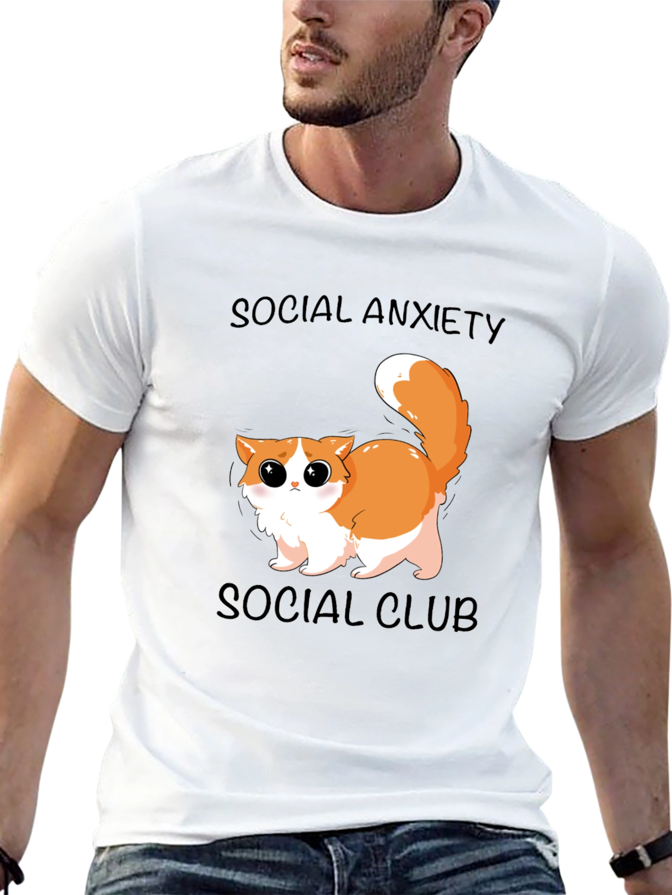 Black Social Anxiety Cat T-Shirt: Cute & Comfy view 13