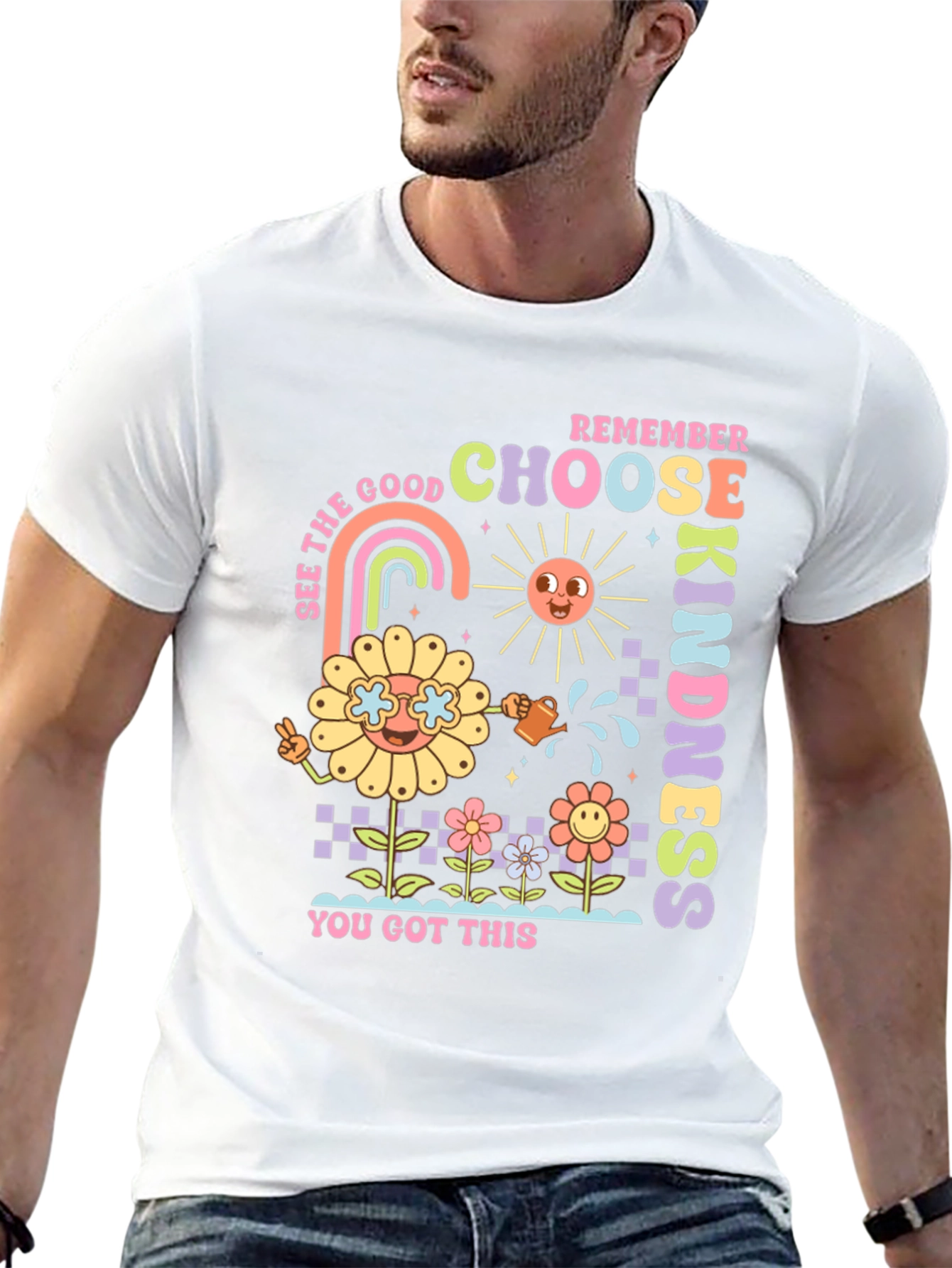 Black Choose Kindness Graphic Tee - Retro Style view 13