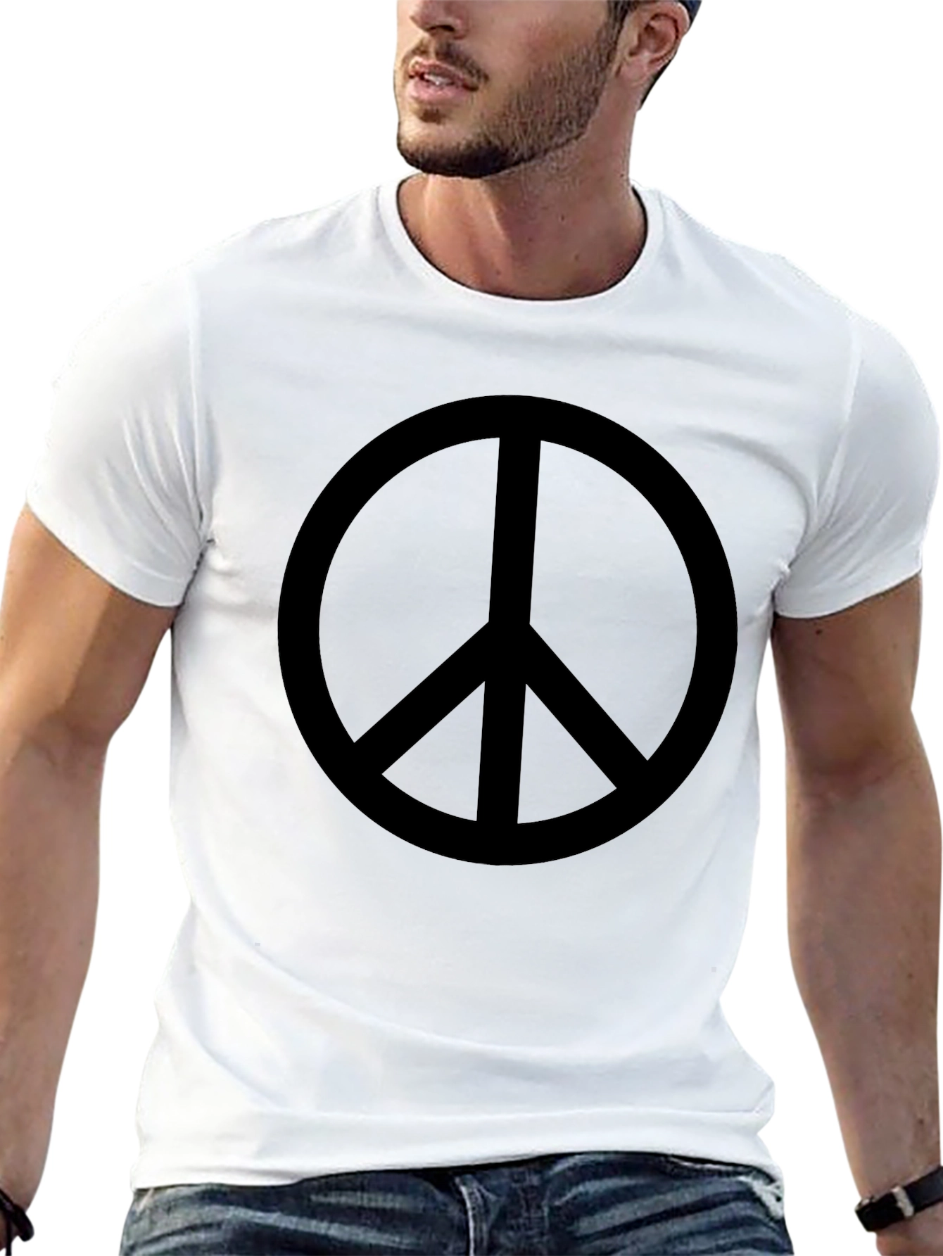 Black Black Peace Sign Graphic T-Shirt - Casual Cotton Tee view 13
