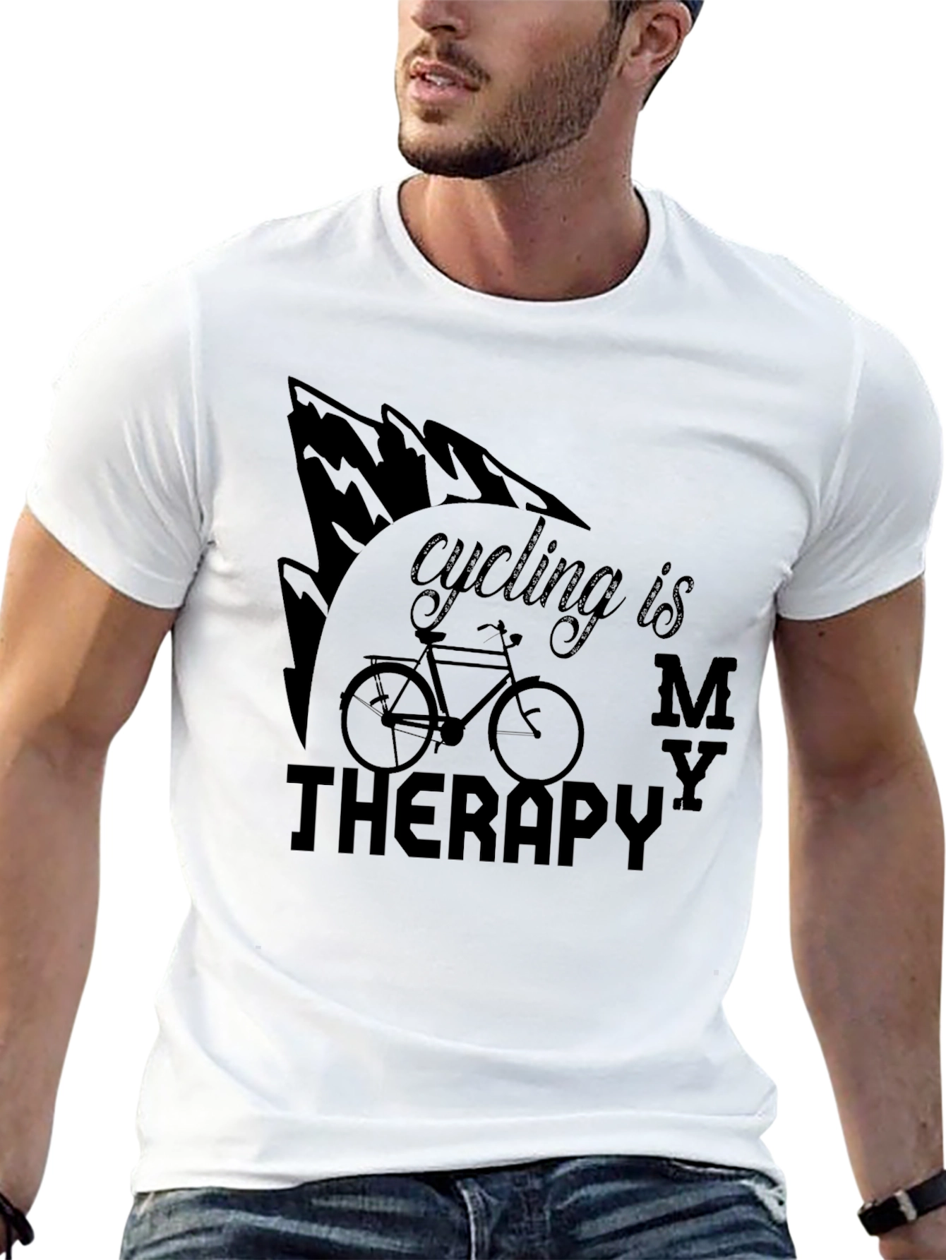 Black Cycling Is My Therapy T-Shirt view 13