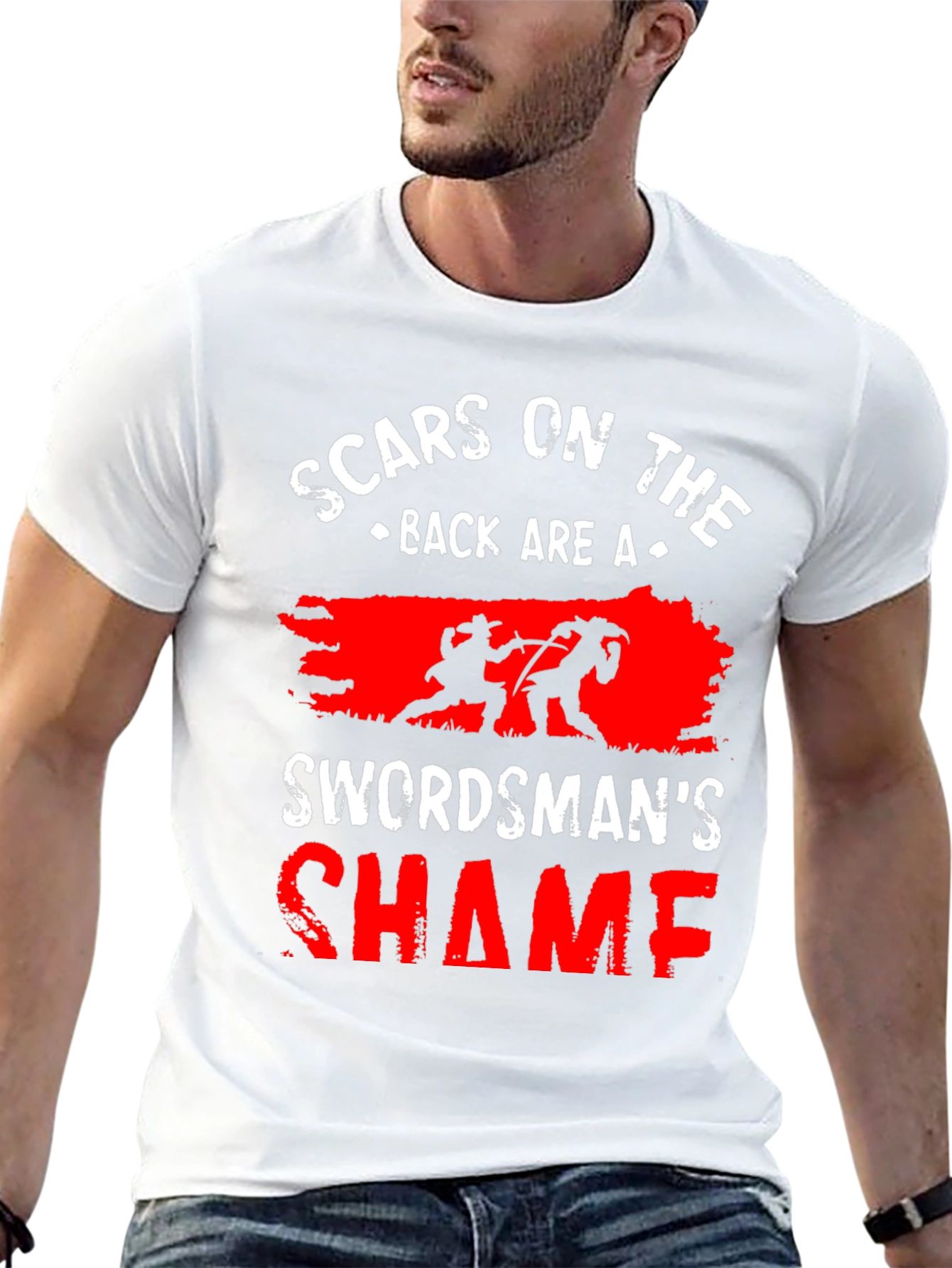 Black Scars on the Back Swordsman's Shame T-Shirt view 13