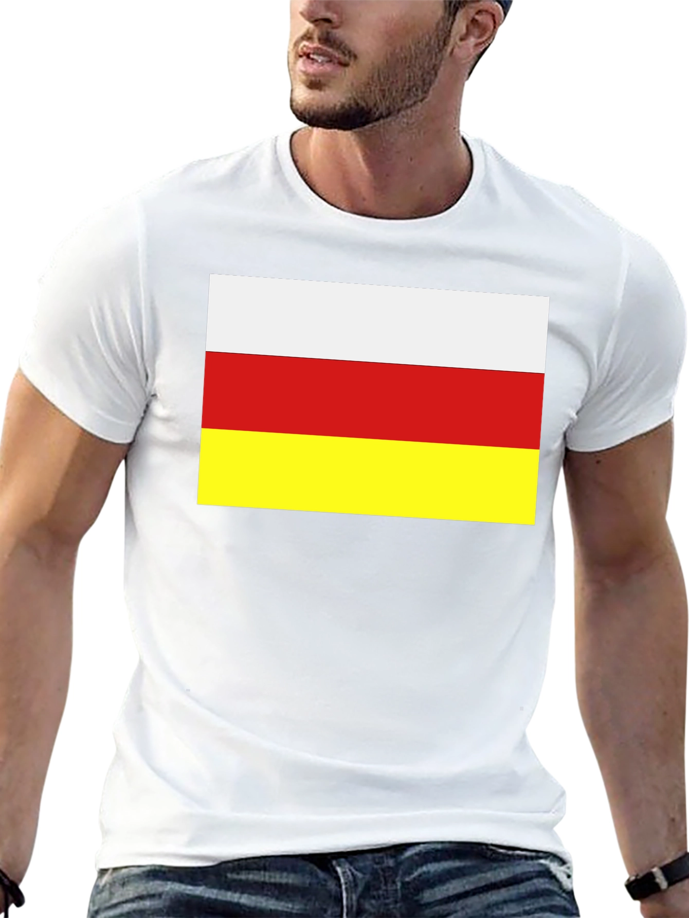 South Ossetia Flag T-Shirt - Black Cotton Tee - 13