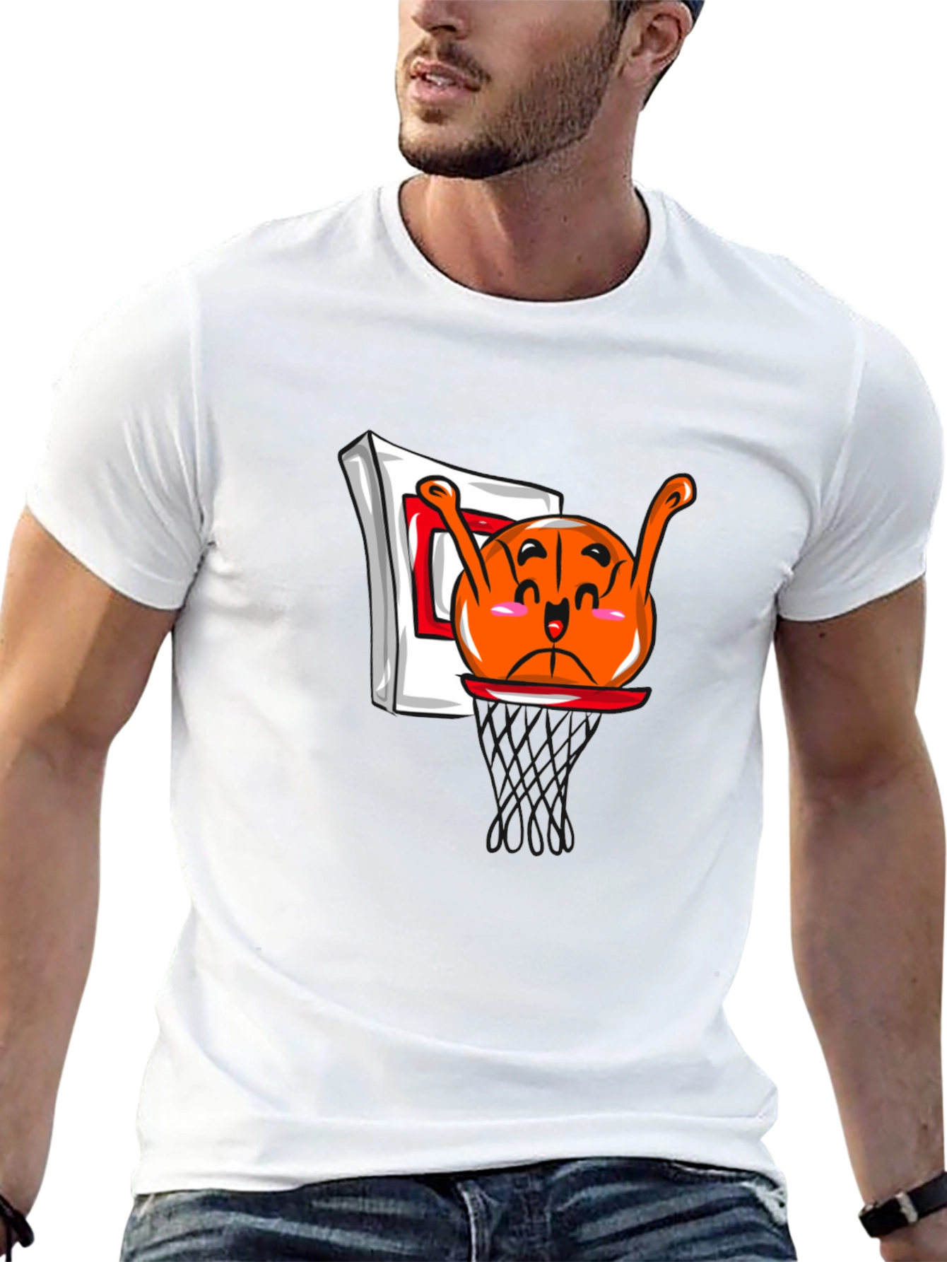 Black Funny Cartoon Basketball Black T-Shirt view 13