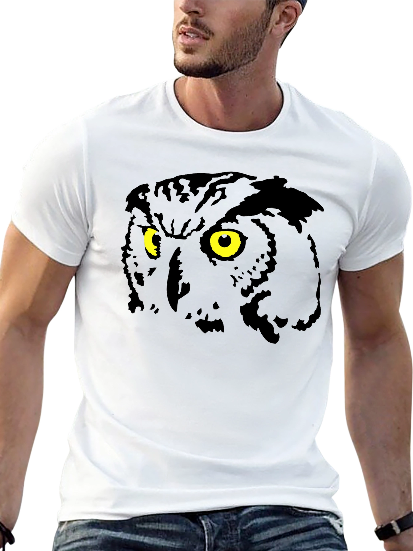 Black Owl Eyes Graphic Black T-Shirt view 13