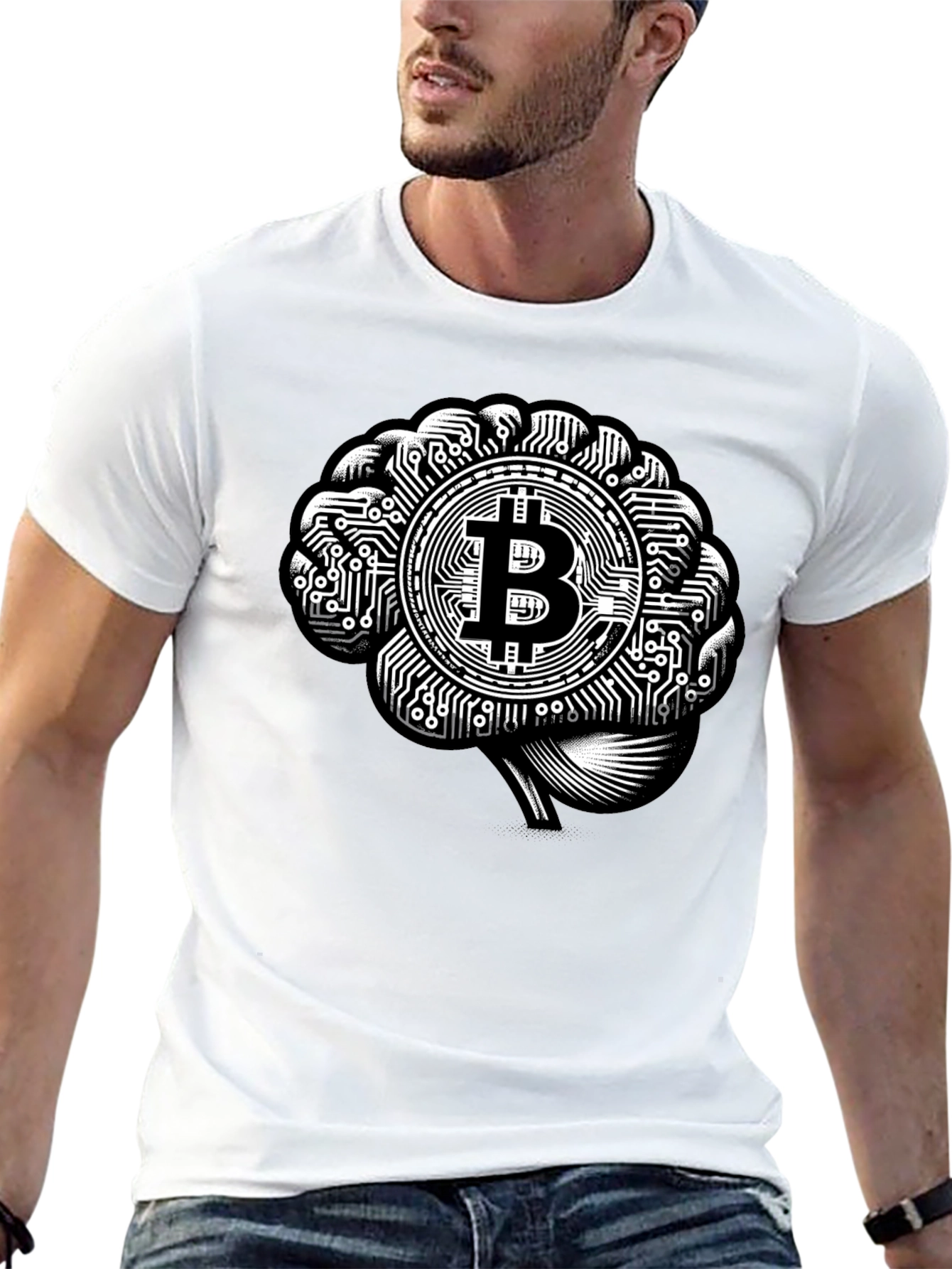 Black Bitcoin Brain T-Shirt - Crypto Innovation view 13