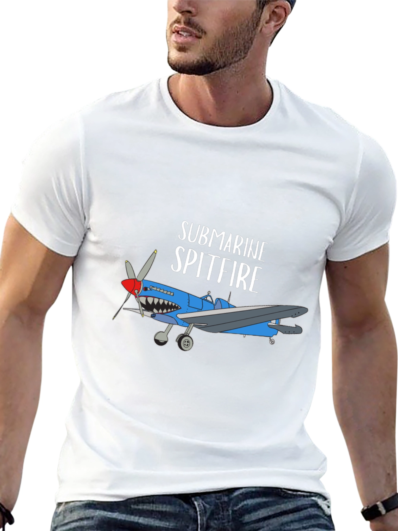 Black Submarine Spitfire Graphic Tee - Black Cotton Blend view 13