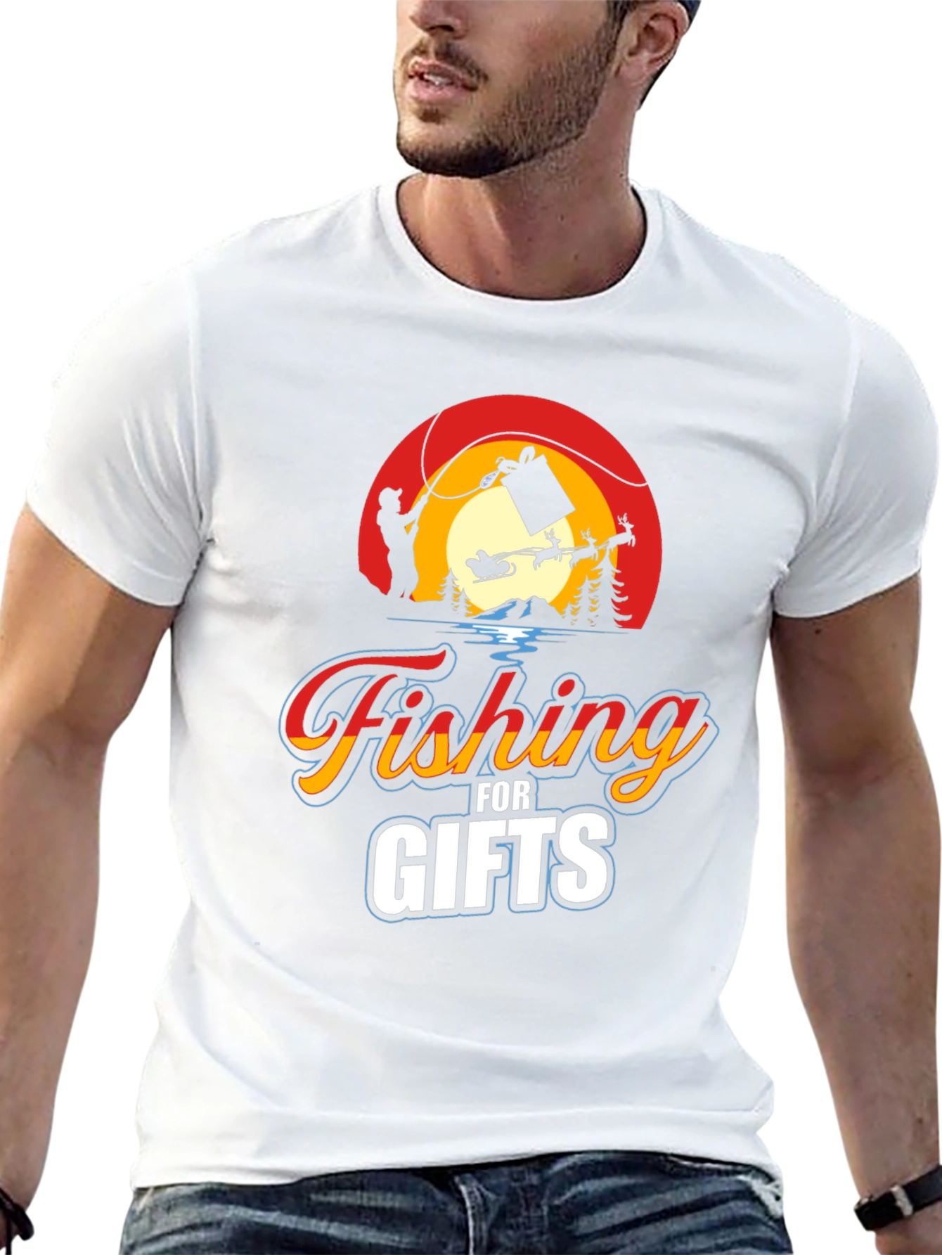 Black Fishing for Gifts Graphic Tee view 13