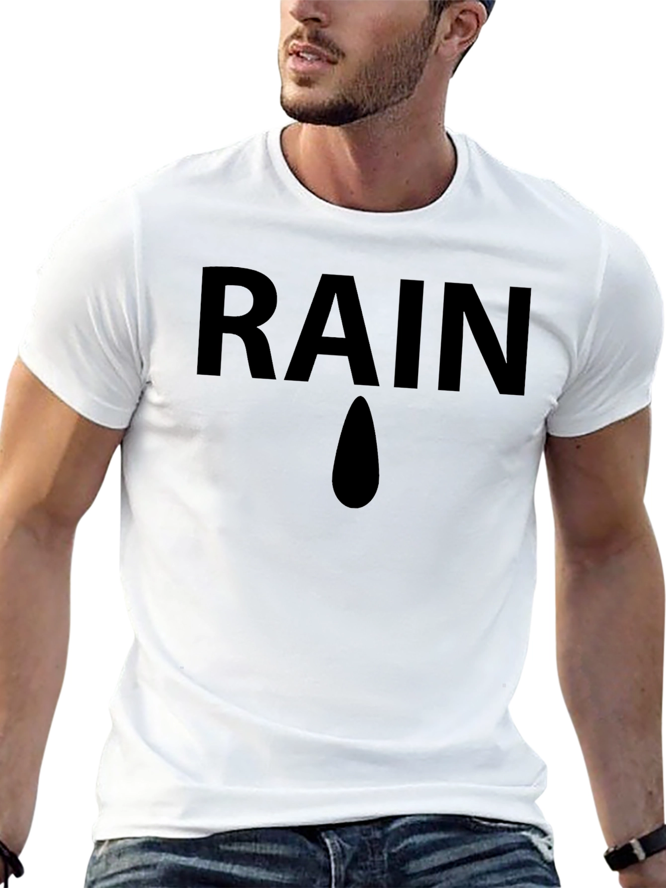 Black Rain Graphic Tee - Black Casual T-Shirt view 13