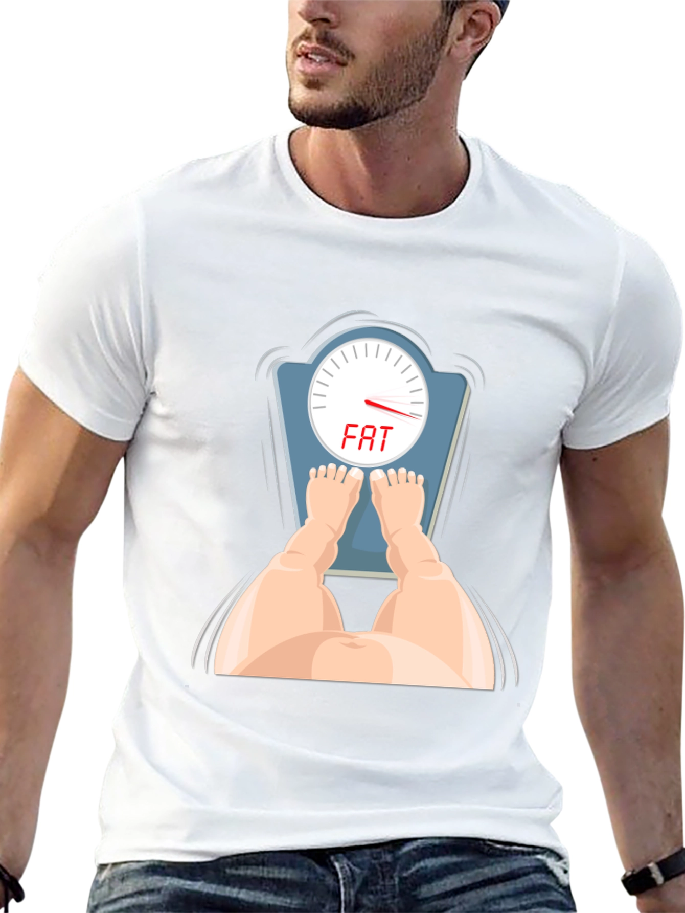 Black Funny 'FAT' Scale Graphic Tee - Humor T-Shirt view 13