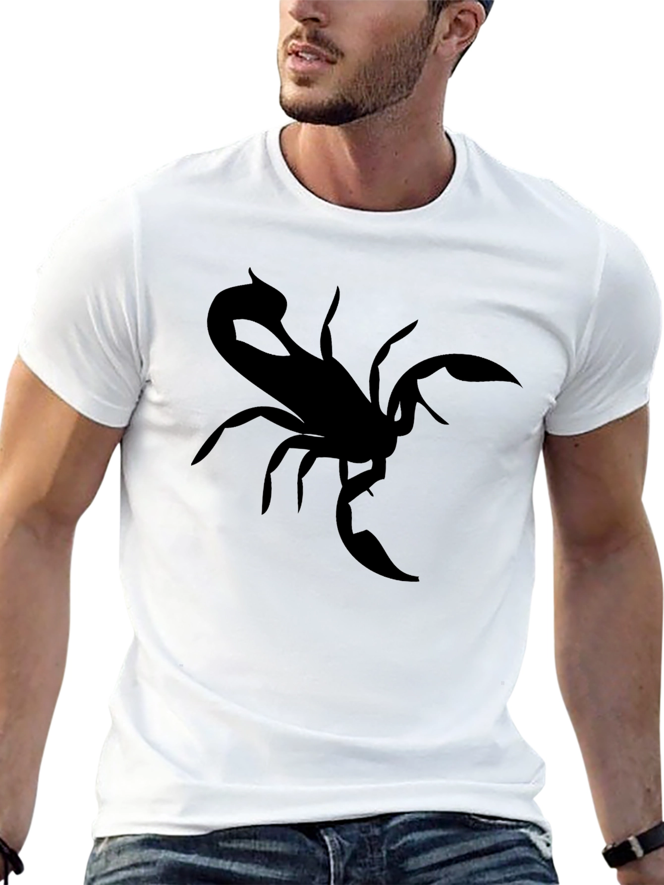Black Scorpion Graphic Tee - Bold Black Cotton T-Shirt view 13